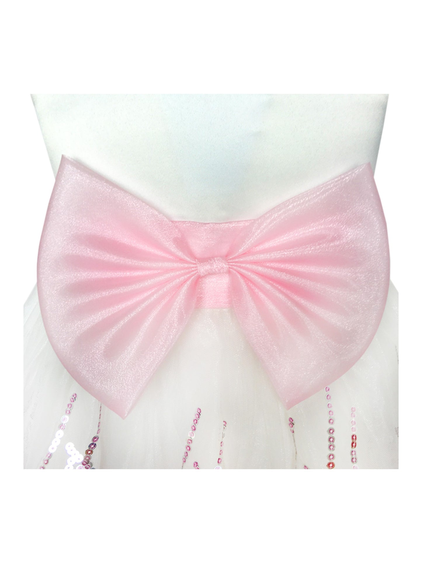 Flower Girls Dress Blue Sequin Dimensional Flowers Bow Tie Pageant Pink
