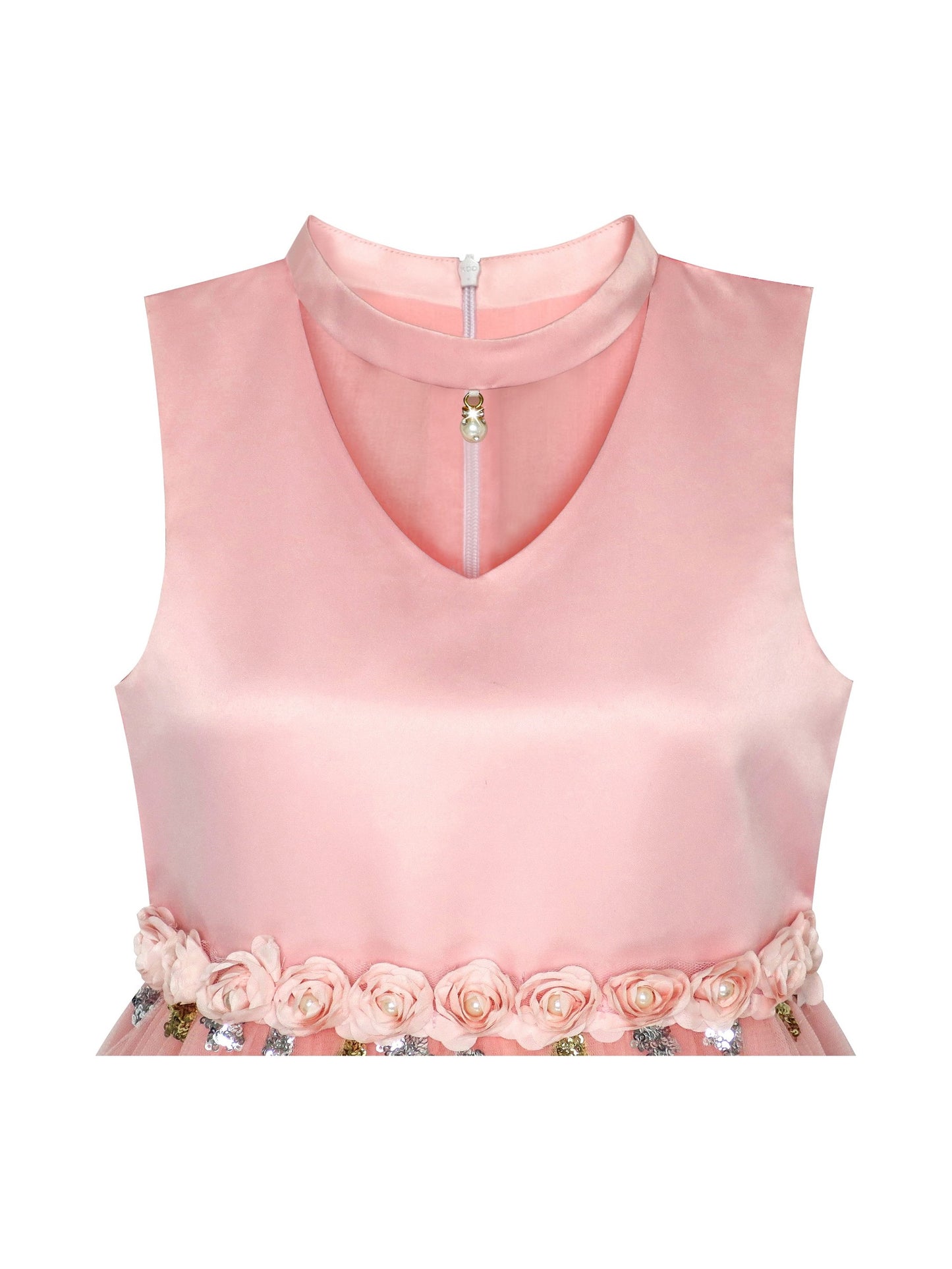 Flower Girls Dress Sparkling Sequins Star Pearl Wedding Party Pink