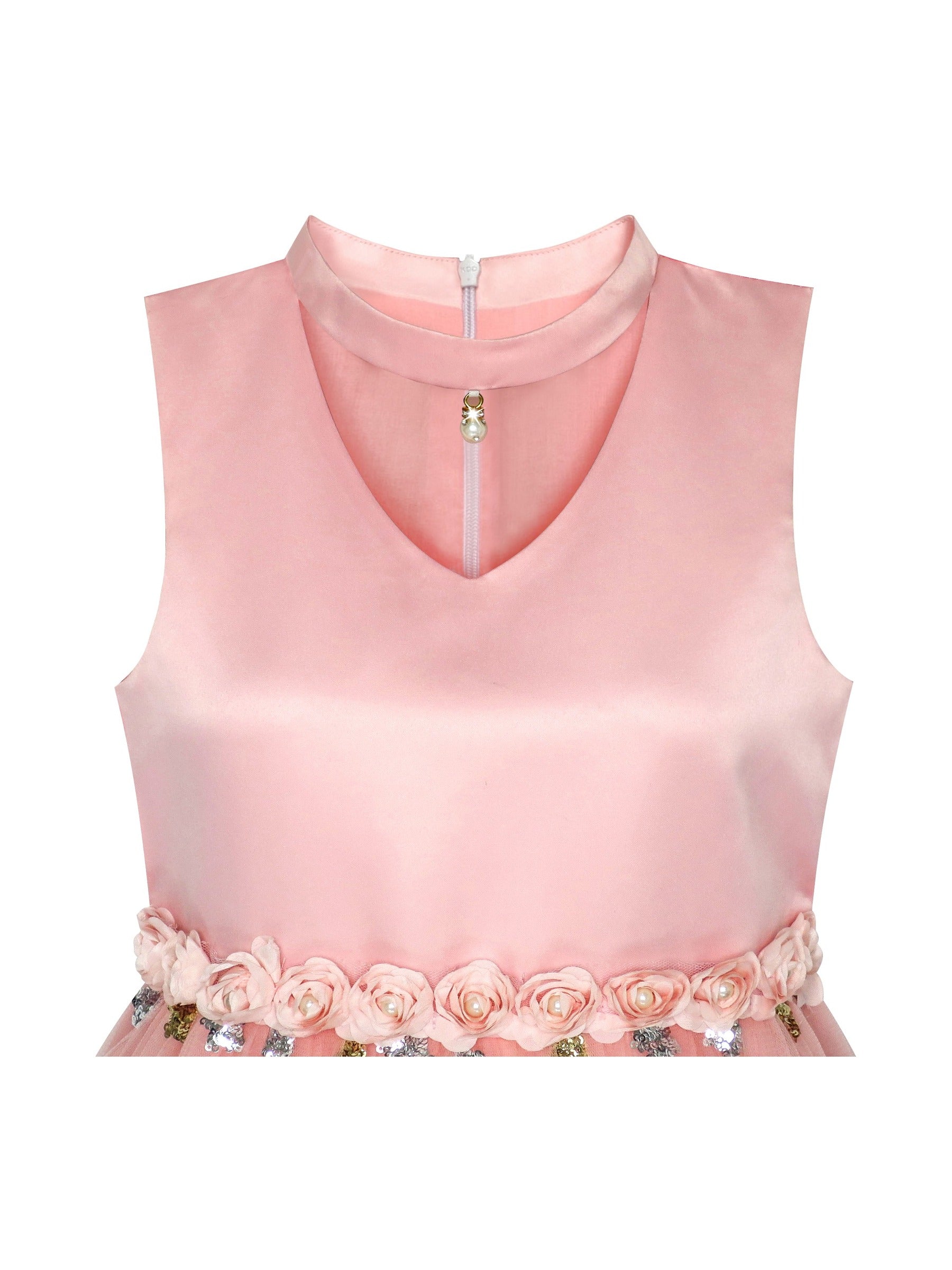 Flower Girls Dress Sparkling Sequins Star Pearl Wedding Party Pink