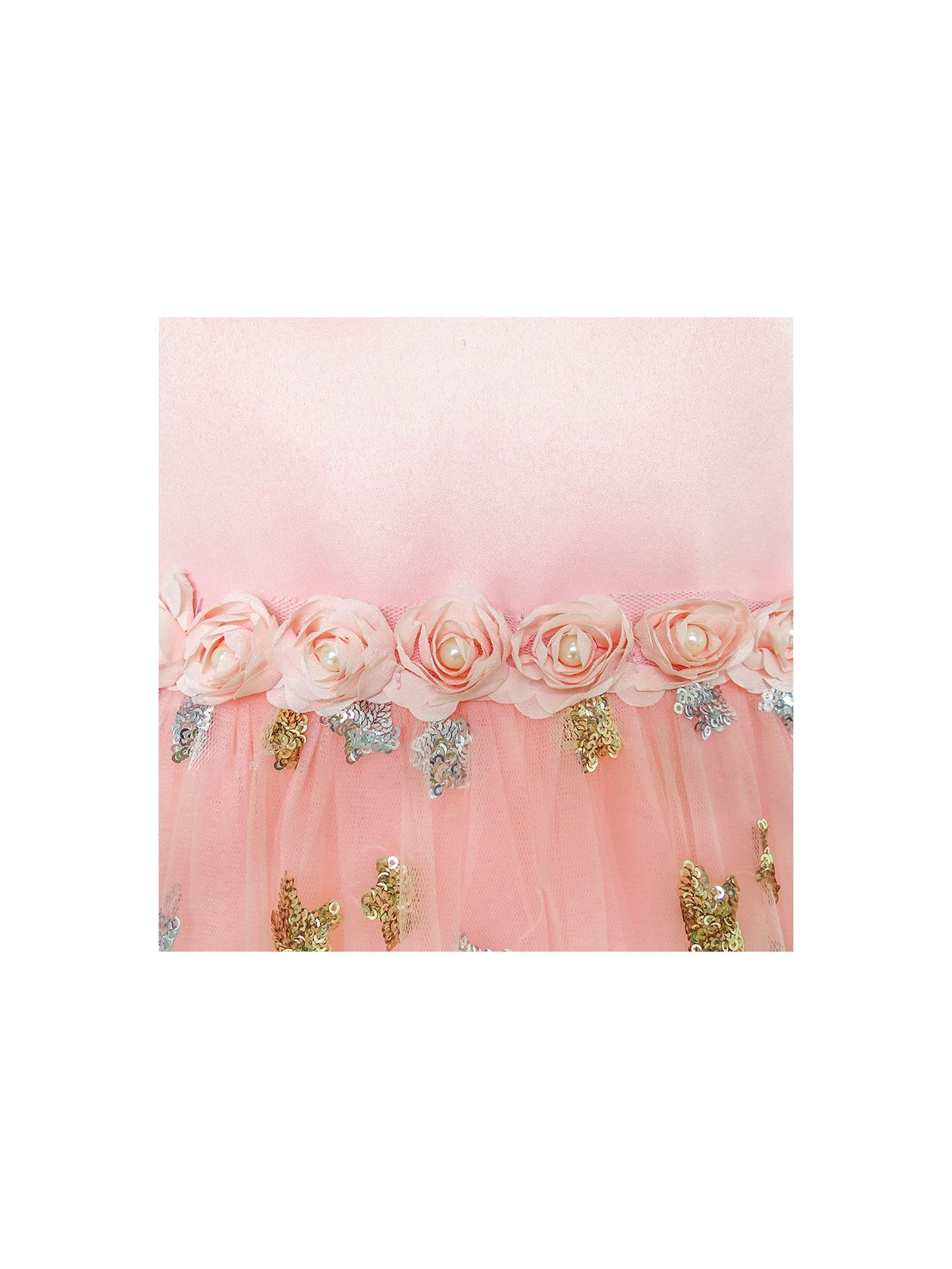 Flower Girls Dress Sparkling Sequins Star Pearl Wedding Party Pink