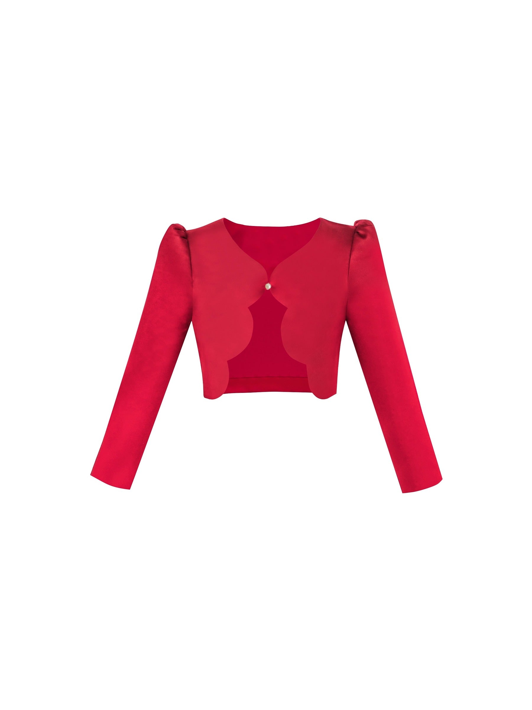 2 Piece Set Flower Girls Dress Long Sleeve Shrug Bolero Red