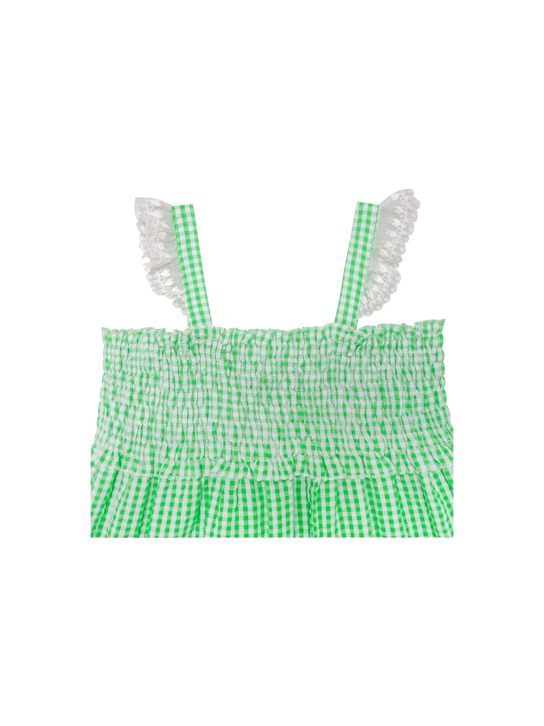 Girls Dress Green Tank Smocked Ruffle Skirt Sundress Green