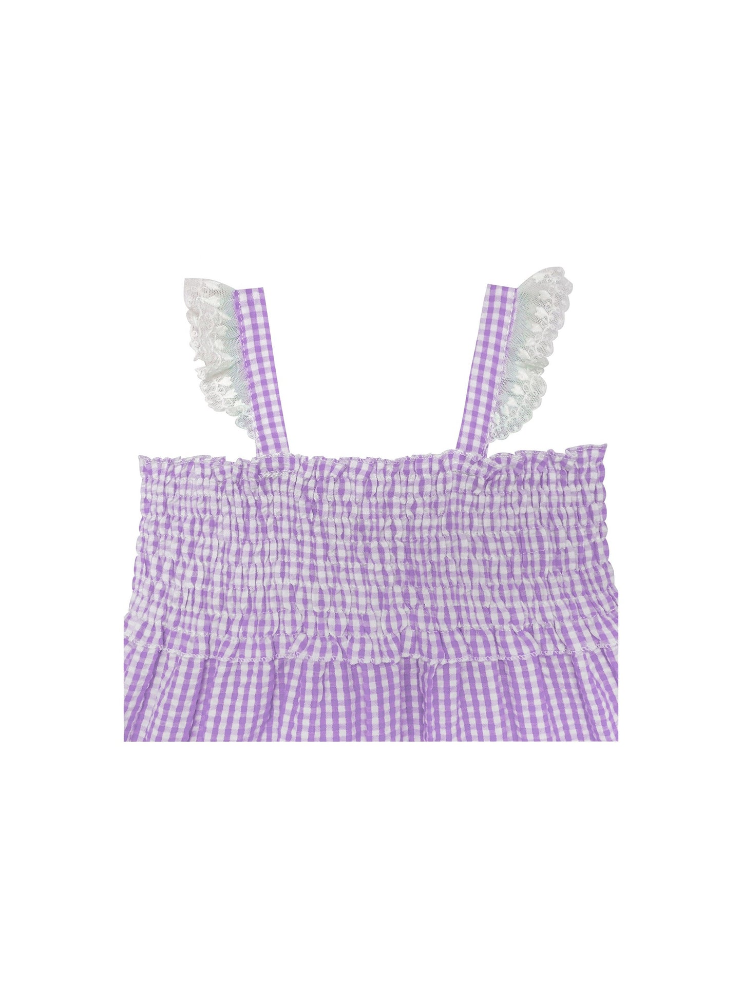 Girls Dress Green Tank Smocked Ruffle Skirt Sundress Purple