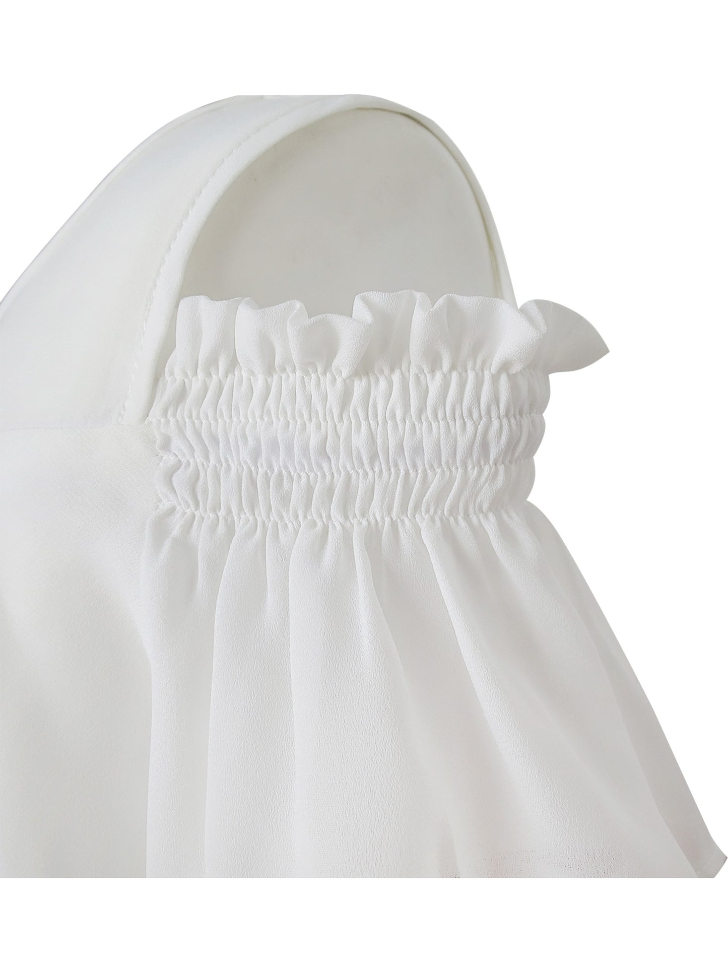 Girls Dress Chiffon Tulip Flower Ruffle Cold shoulder White Pink Pink
