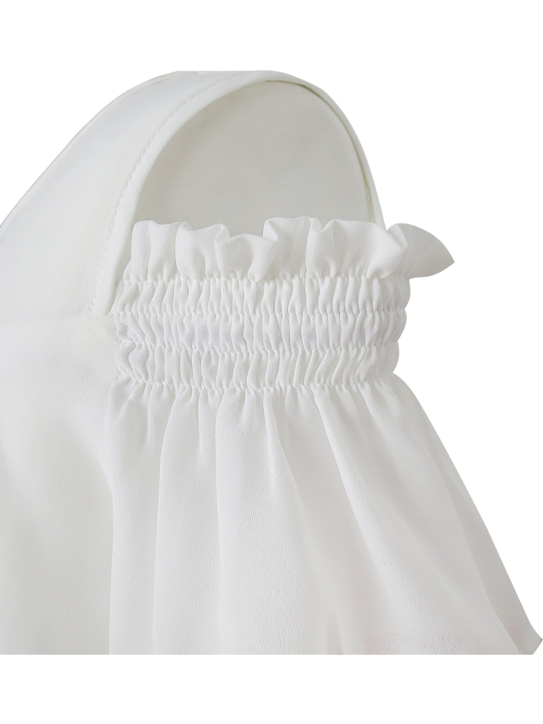 Girls Dress Chiffon Tulip Flower Ruffle Cold shoulder White Pink Pink
