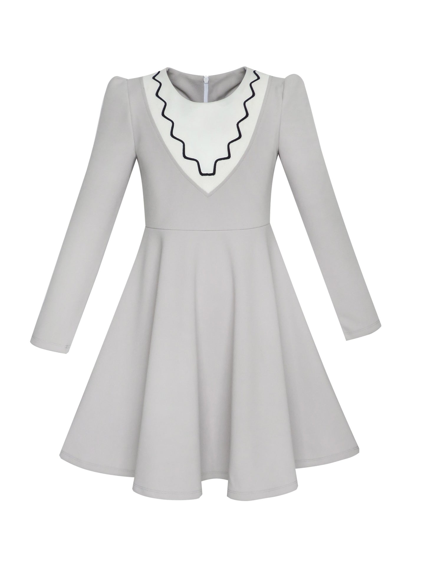 Girls Dress 2-in-1 School Uniform Checkered Plaid Suspender Skirt Gray