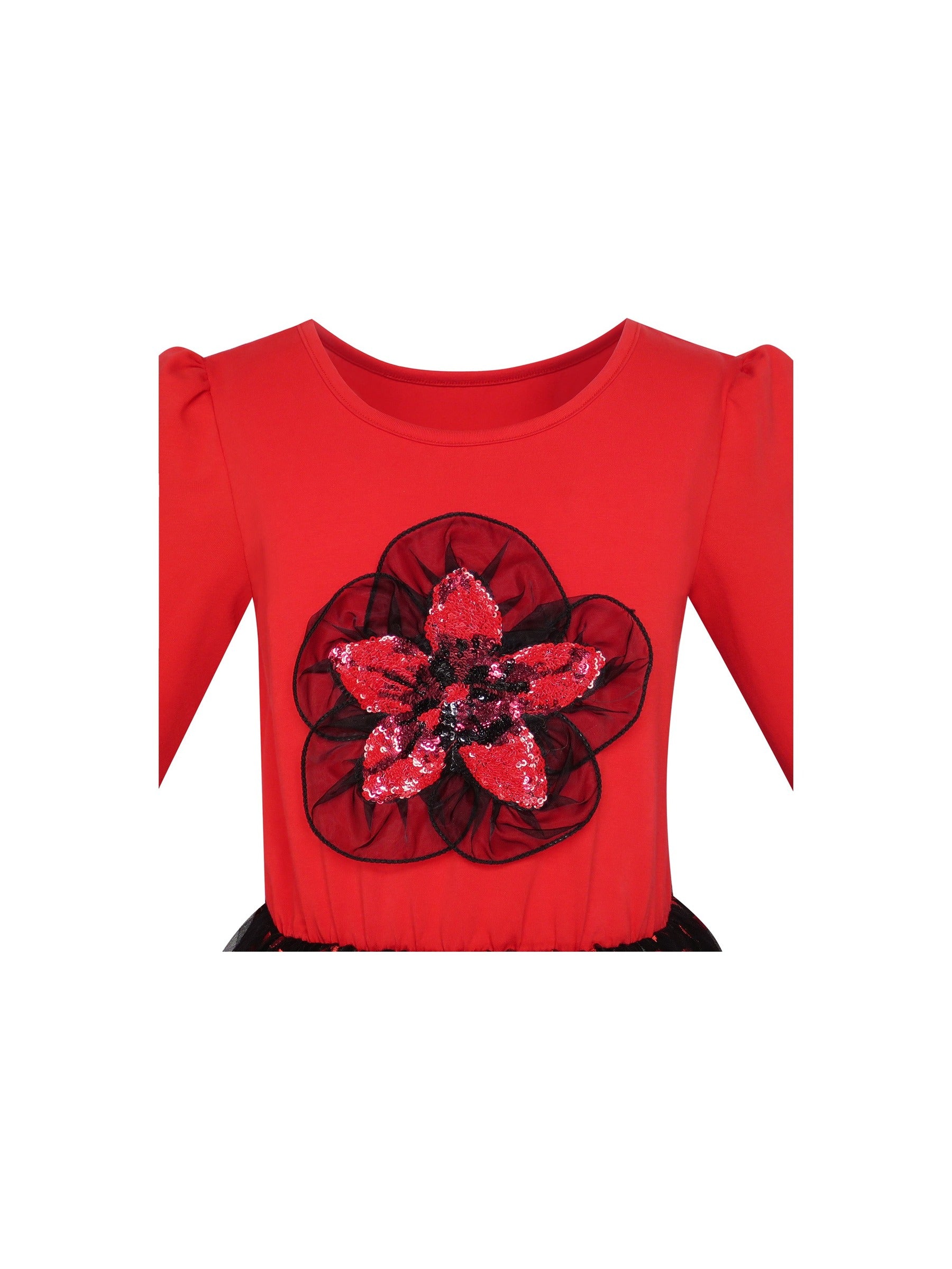 Girls Dress Sleeveless Sling Flower Party Red