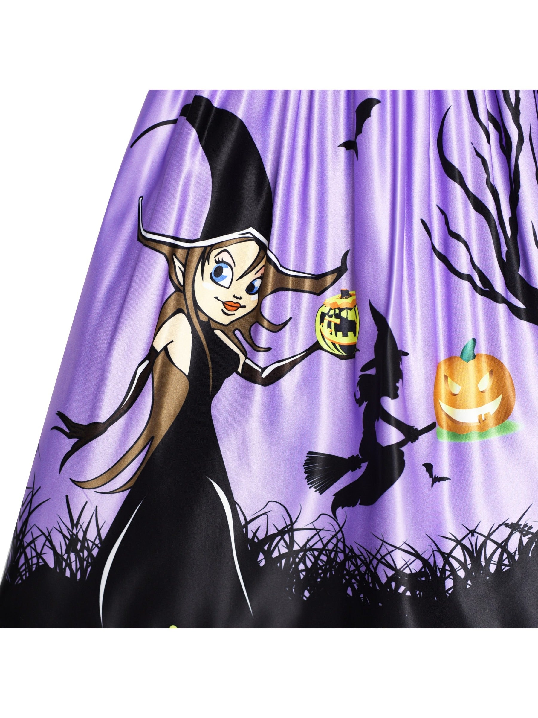 Girls Dress Halloween Witch Bat Pumpkin Costume Purple Dress Purple