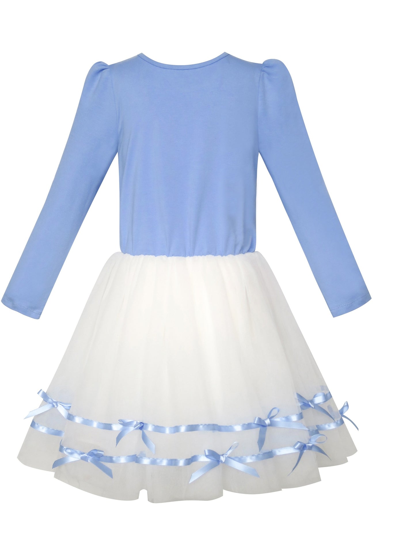 Girls Dress Sleeveless Sling Flower Party Blue