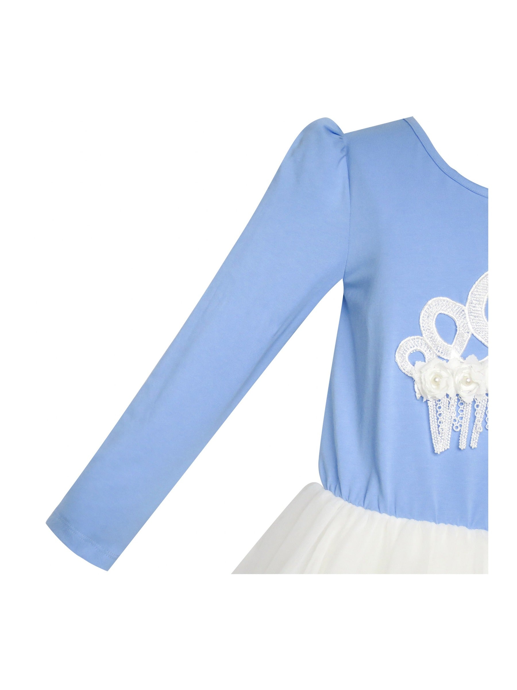 Girls Dress Sleeveless Sling Flower Party Blue