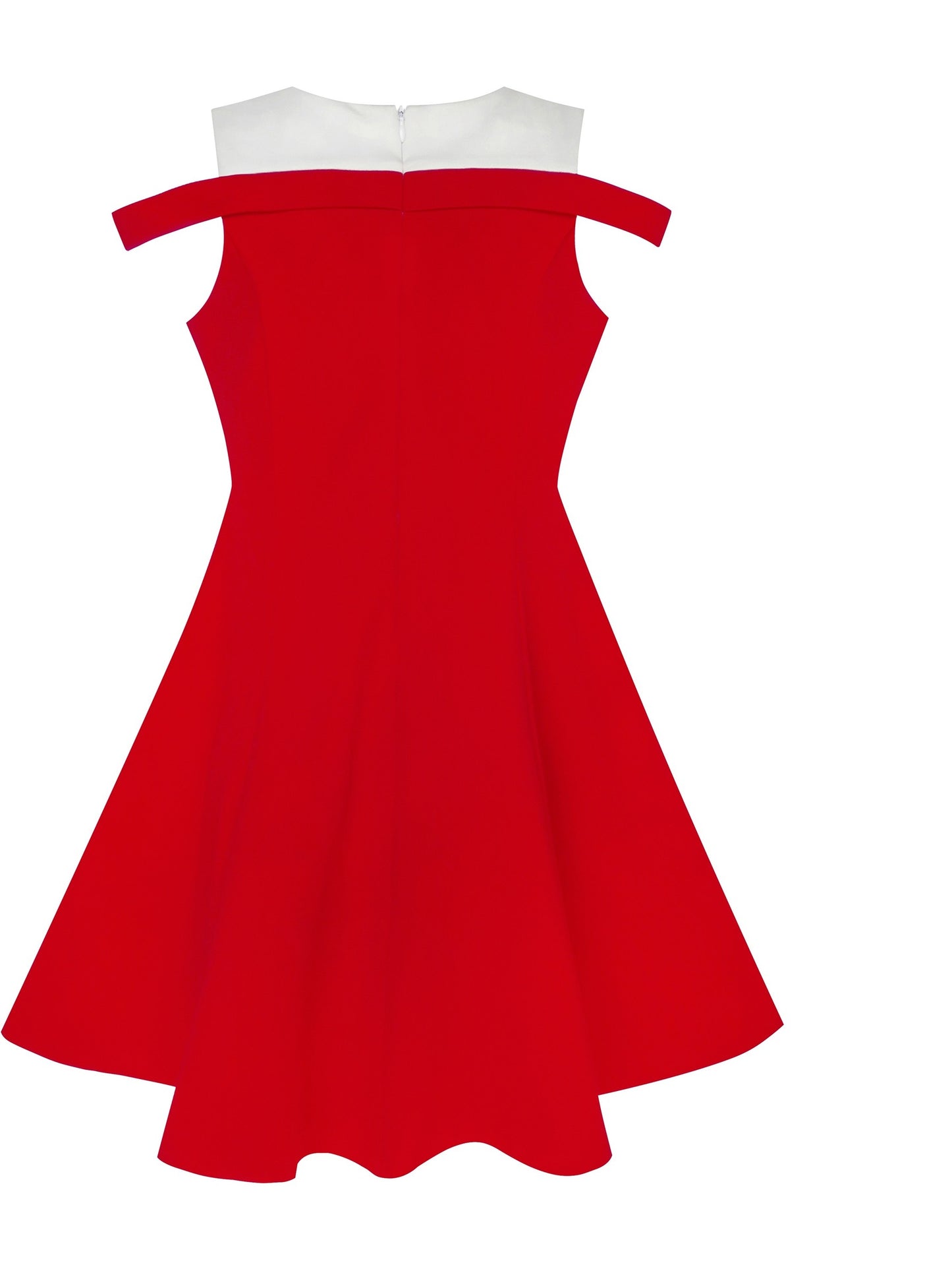 Girls Dress Black White Cold Shoulder Color Contrast Holiday Red