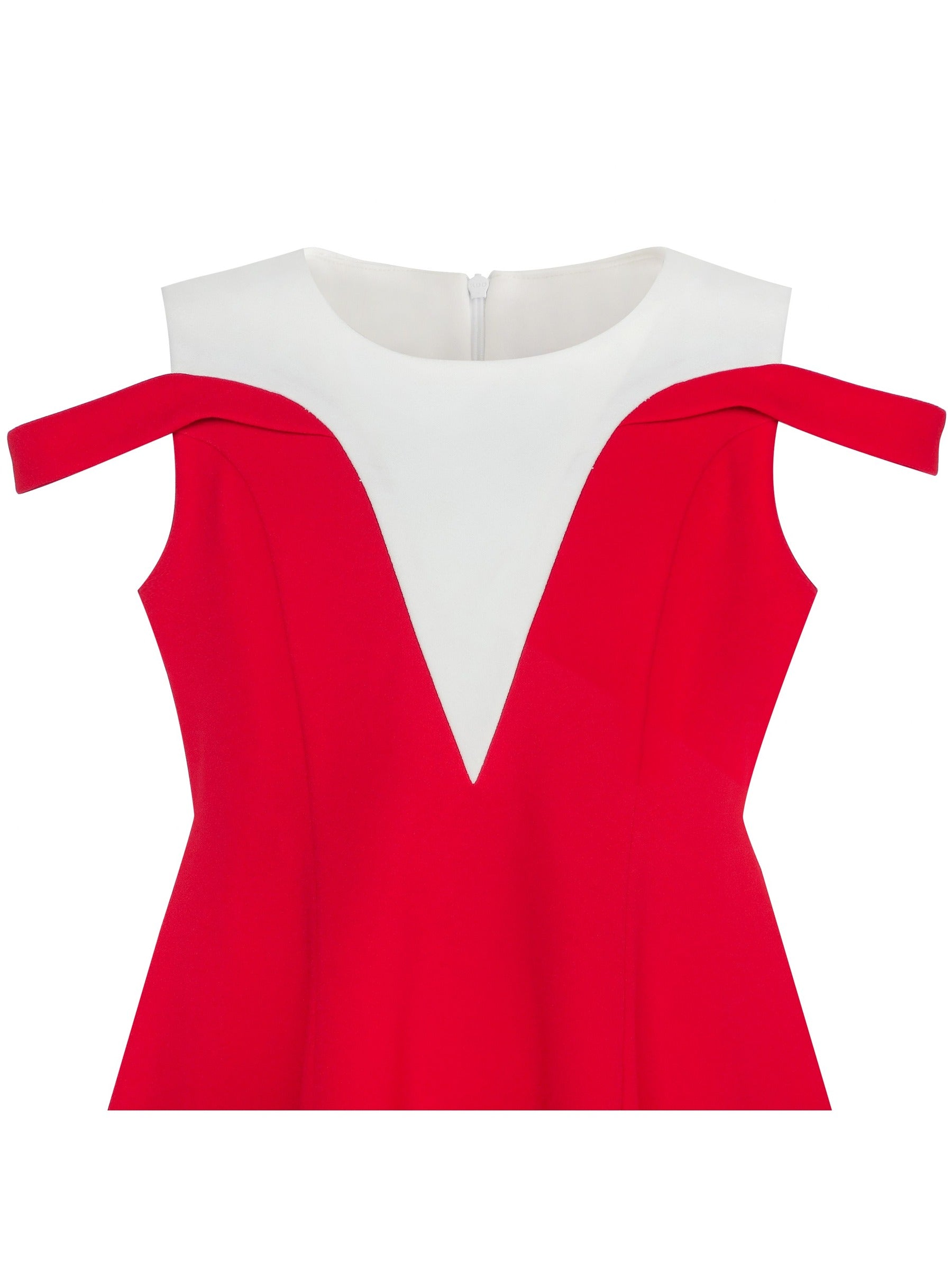 Girls Dress Black White Cold Shoulder Color Contrast Holiday Red