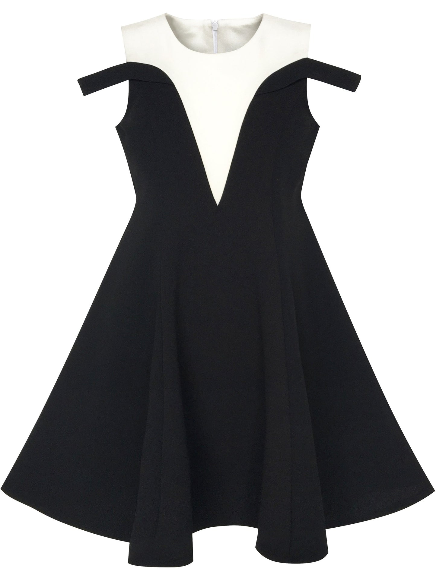 Girls Dress Black White Cold Shoulder Color Contrast Holiday Black