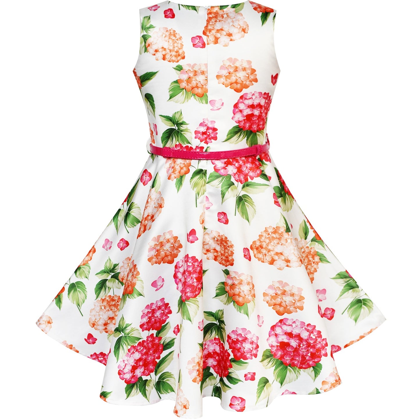 Girls Dress Flower Garden Print Elegant Chinese Style Multi-Color