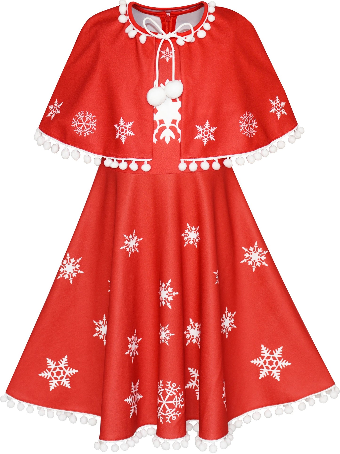 Girls Dress Red Cape Cloak Christmas New Year Holiday Party Red