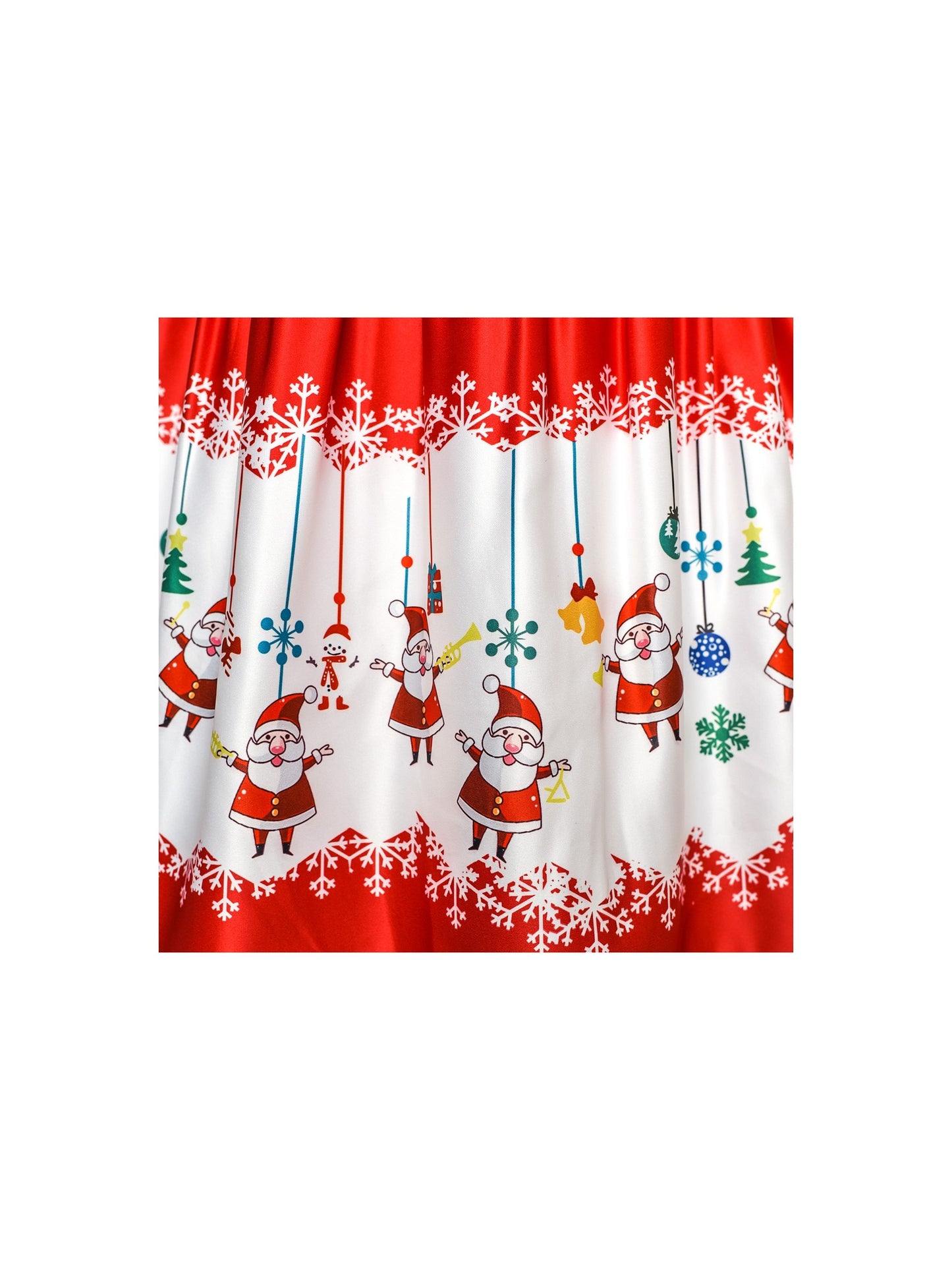 Girls Dress 3/4 Sleeve Christmas Santa Jingle Bell Snow Red