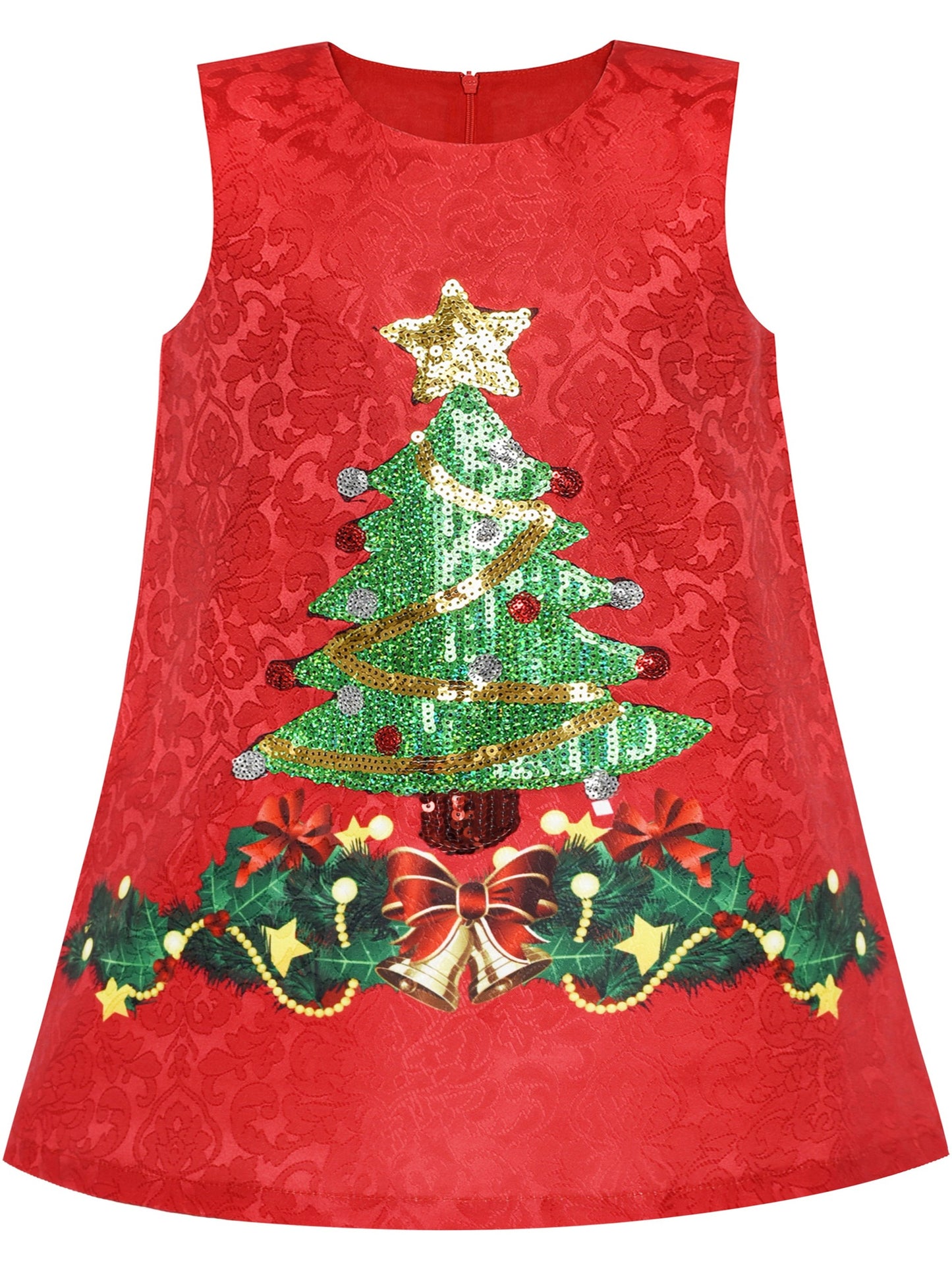 Girls Dress A-line Christmas Santa Xmas Snow New Year Holiday Party Red