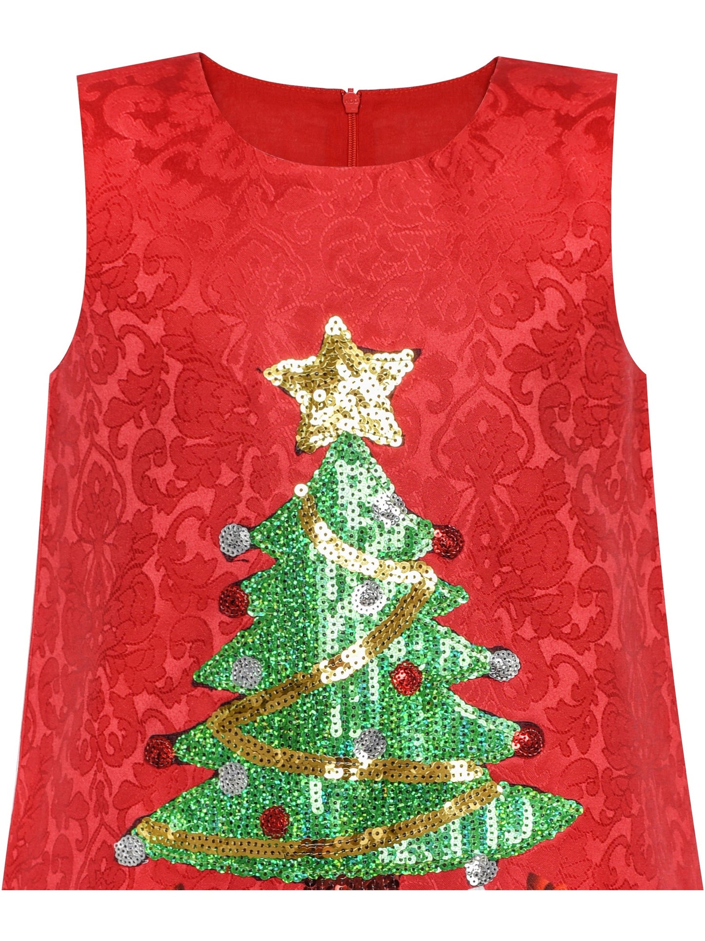 Girls Dress A-line Christmas Santa Xmas Snow New Year Holiday Party Red