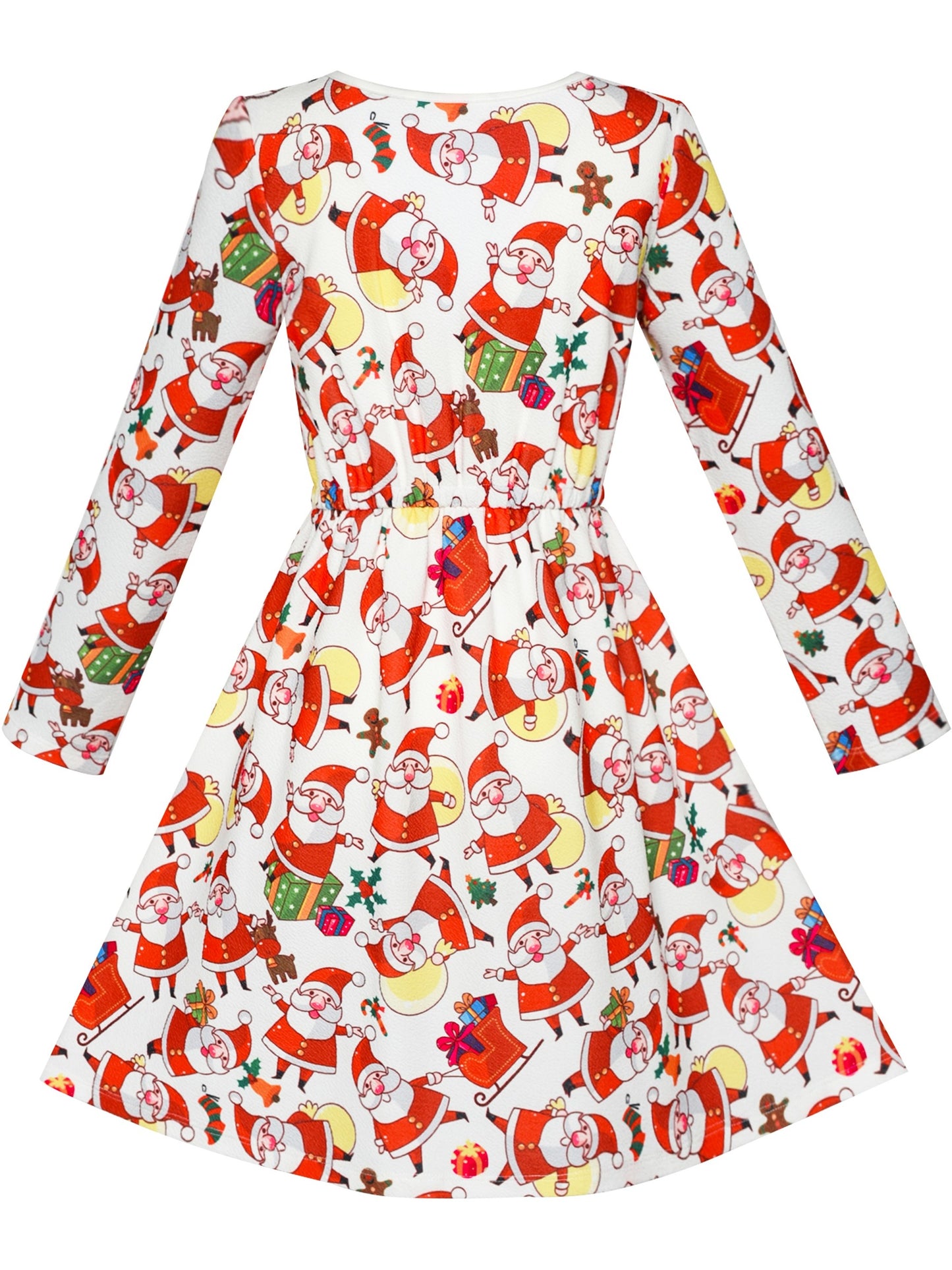Girls Dress Christmas Santa Xmas Tree Jingle Bell Multi-Color