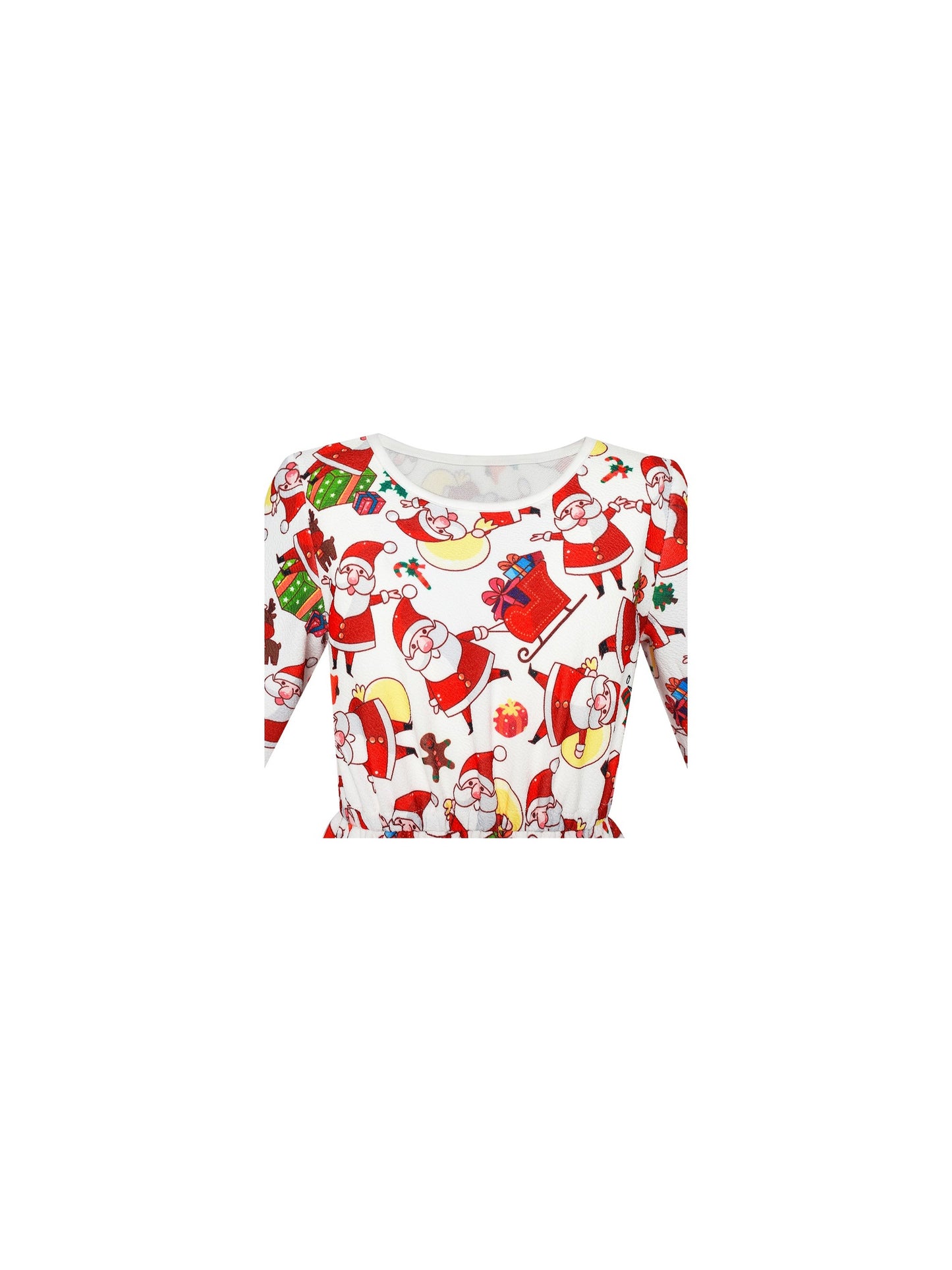 Girls Dress Christmas Santa Xmas Tree Jingle Bell Multi-Color