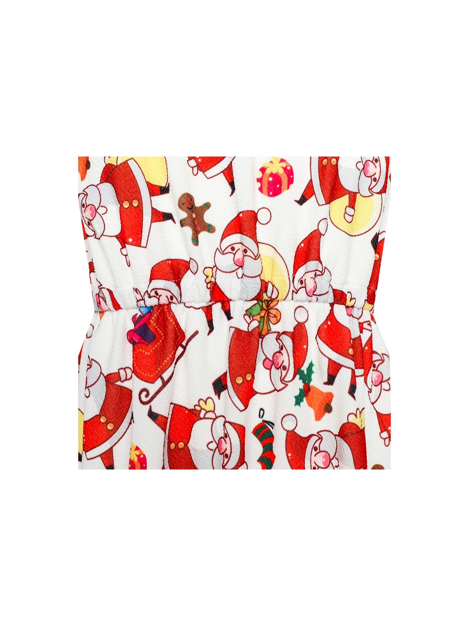 Girls Dress Christmas Santa Xmas Tree Jingle Bell Multi-Color