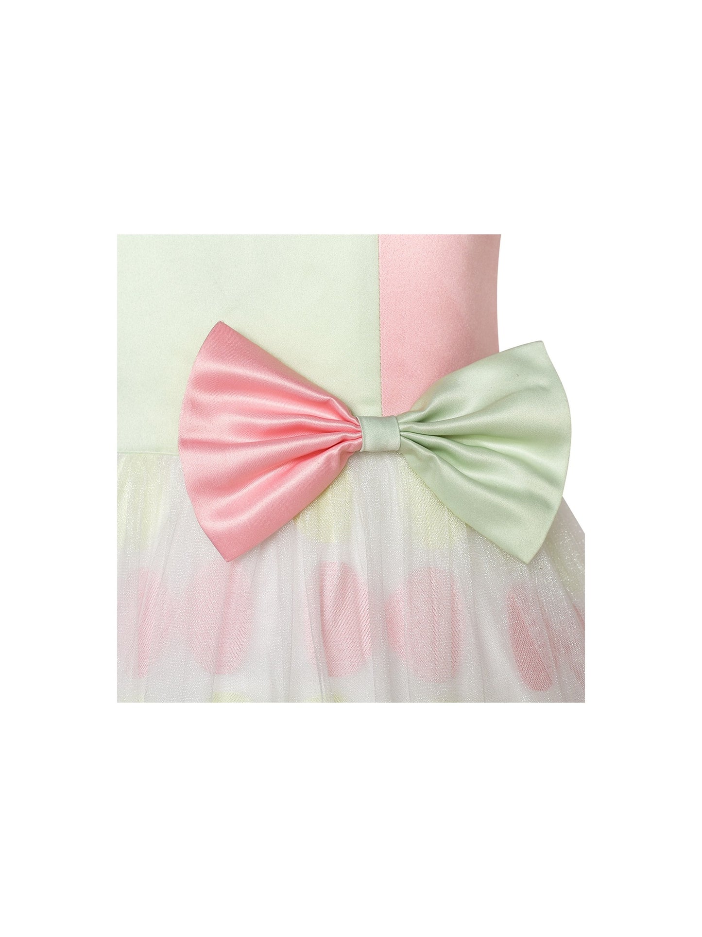 Girls Dress Sleeveless Lace Tulle Wave Pattern Black White Multi-Color