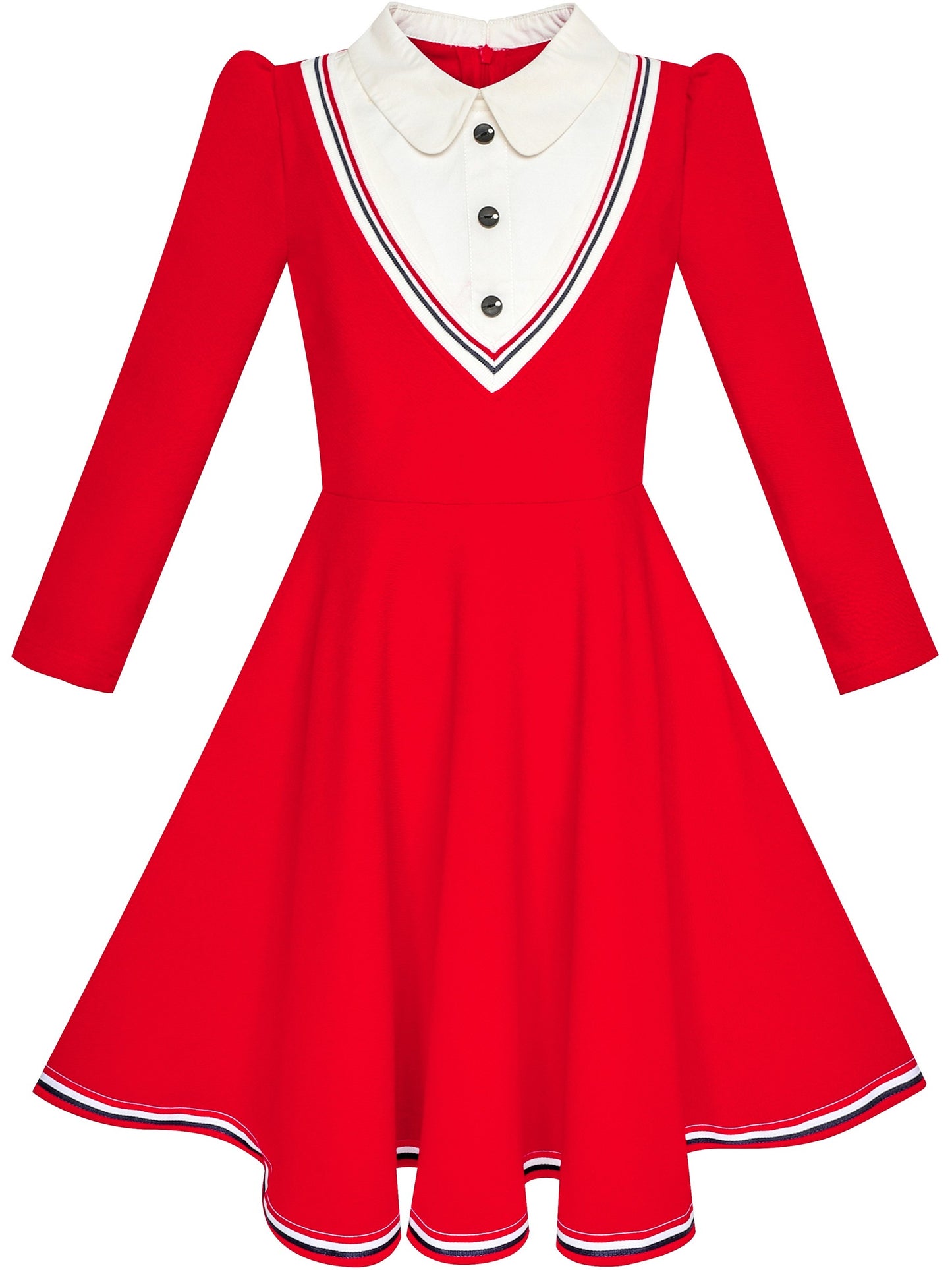 Girls Dress 2-in-1 School Uniform Checkered Plaid Suspender Skirt Red