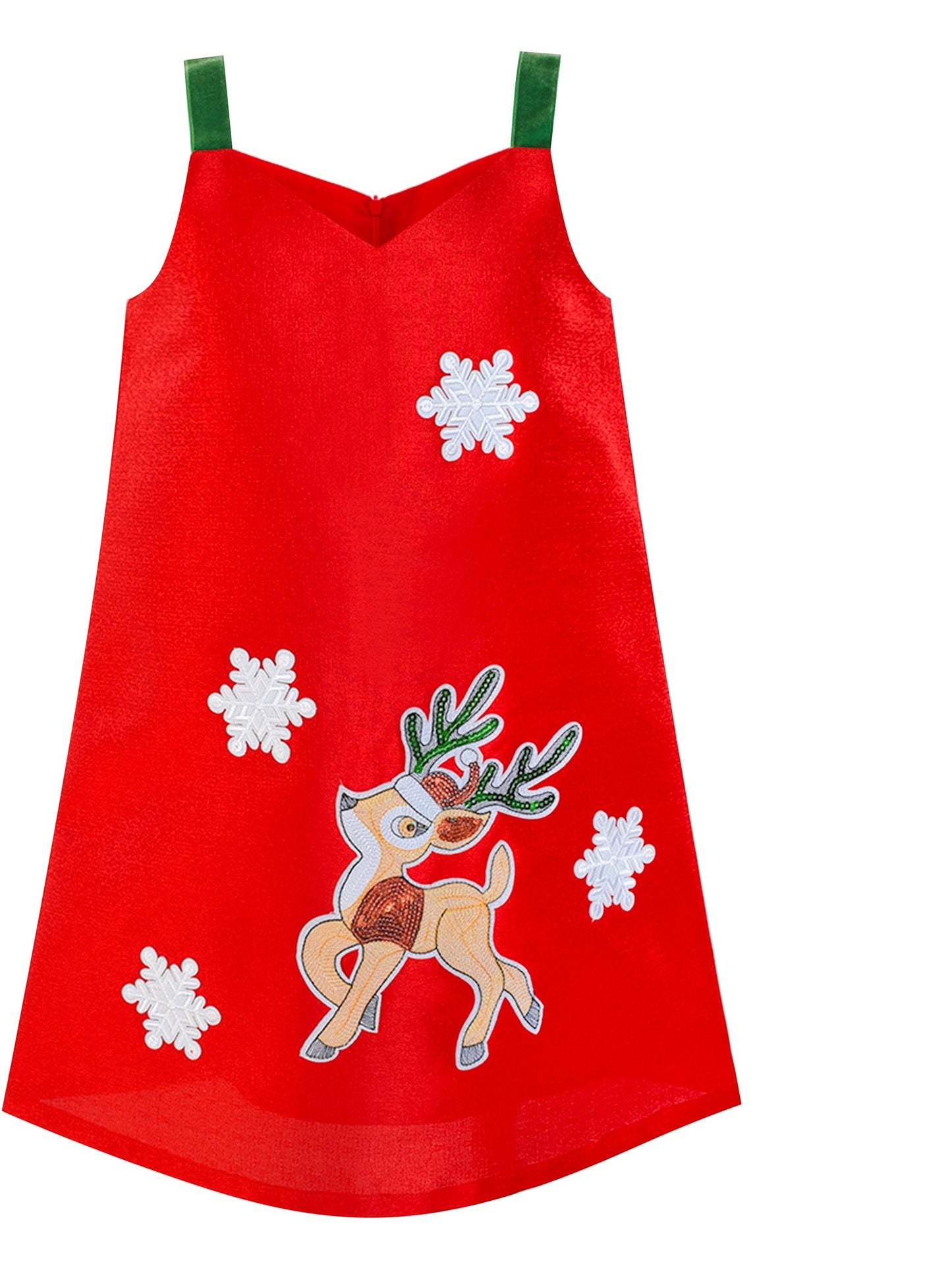 Girls Dress A-line Christmas Santa Xmas Snow New Year Holiday Party Red
