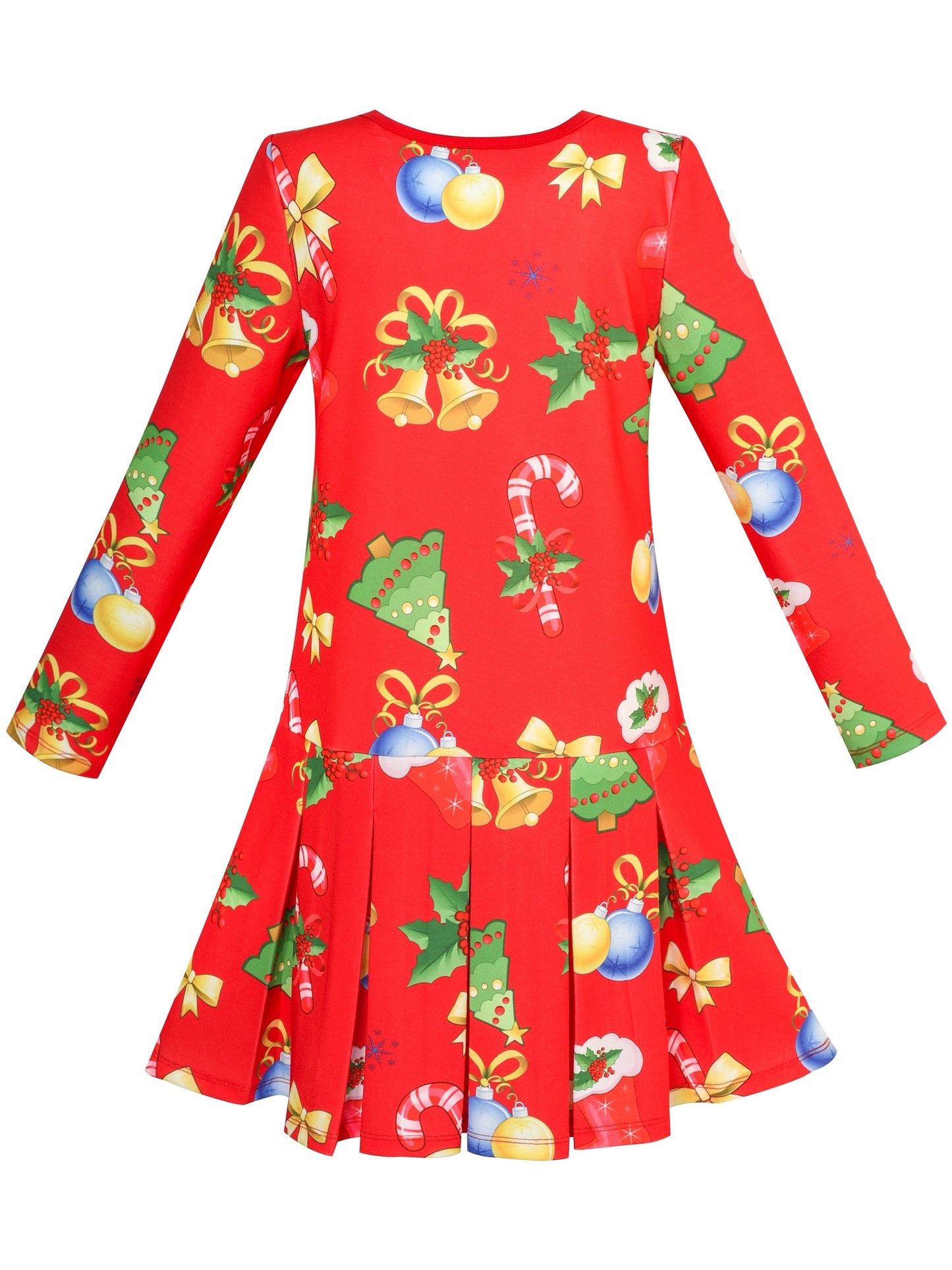 Girls Dress Christmas Santa Reindeer 2-in-1 Top Dress Red