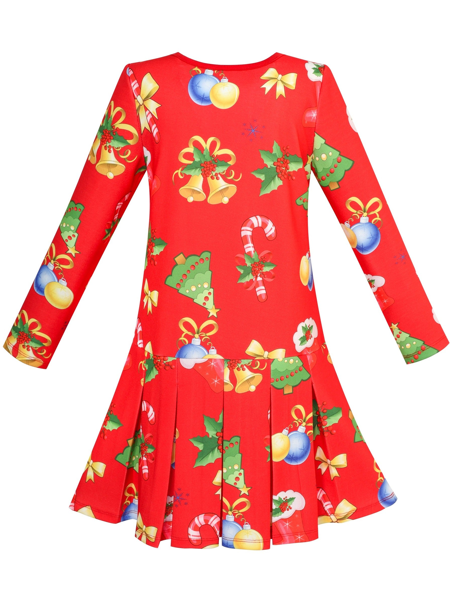 Girls Dress Christmas Santa Reindeer 2-in-1 Top Dress Red