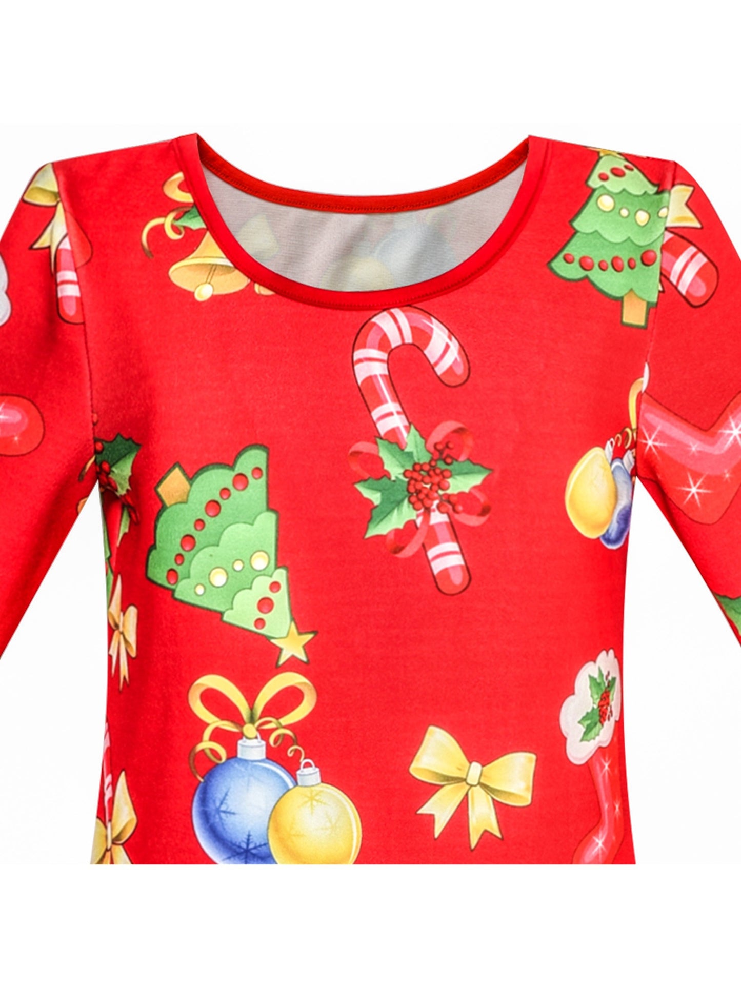 Girls Dress Christmas Santa Reindeer 2-in-1 Top Dress Red