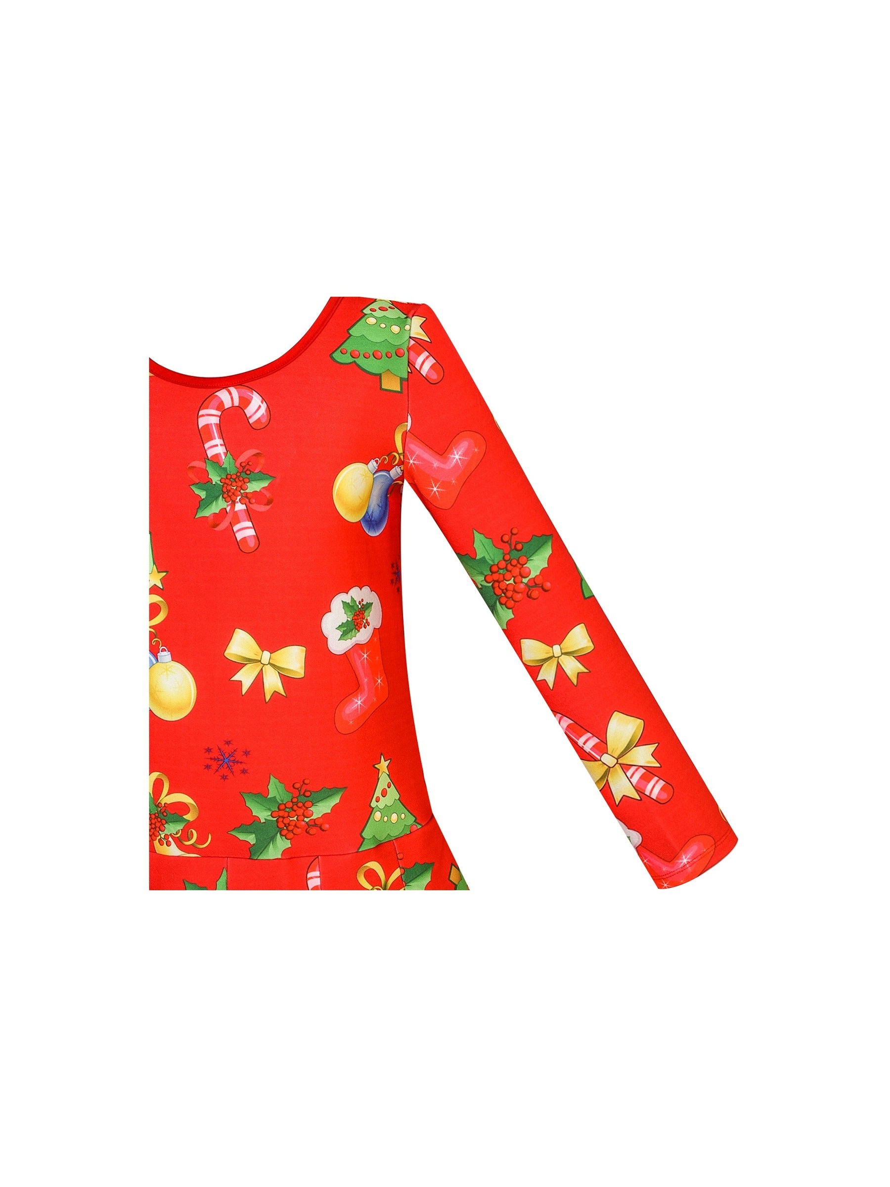 Girls Dress Christmas Santa Reindeer 2-in-1 Top Dress Red