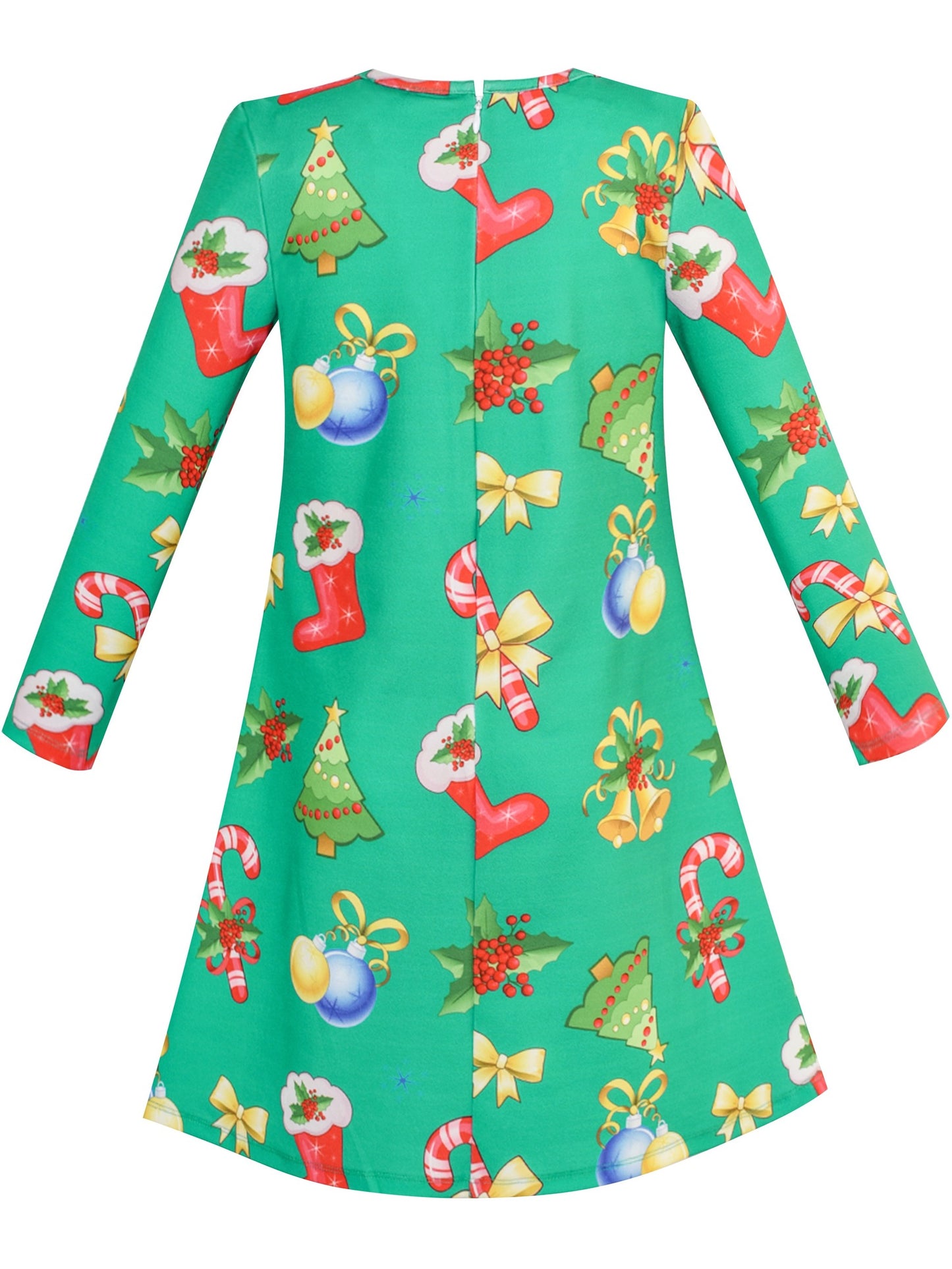 Girls Dress Christmas Santa Xmas Tree Jingle Bell Green