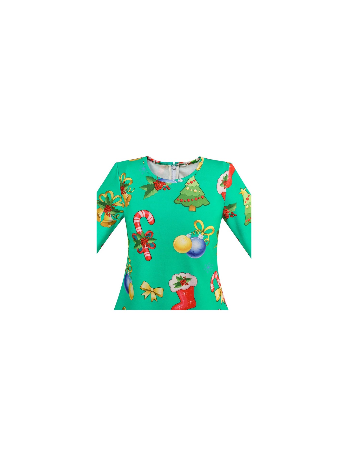 Girls Dress Christmas Santa Xmas Tree Jingle Bell Green