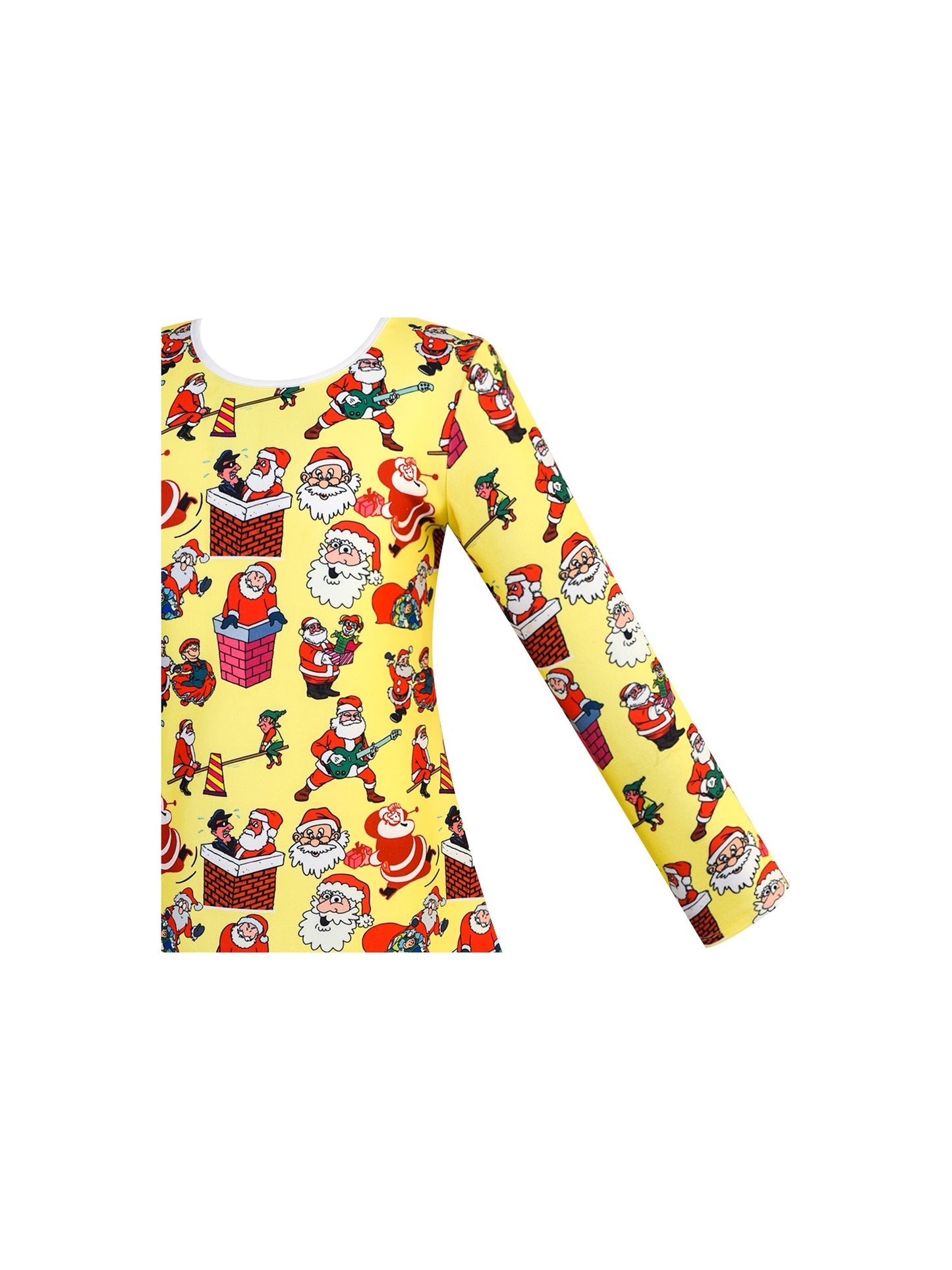 Girls Dress Christmas Santa Xmas Tree Jingle Bell Yellow