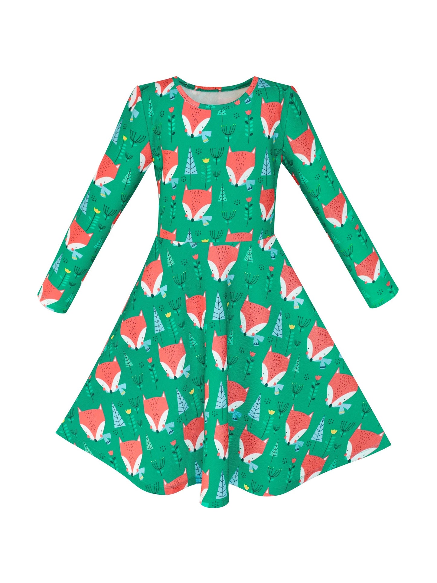 Girls Dress Christmas Santa Xmas Tree Jingle Bell Green