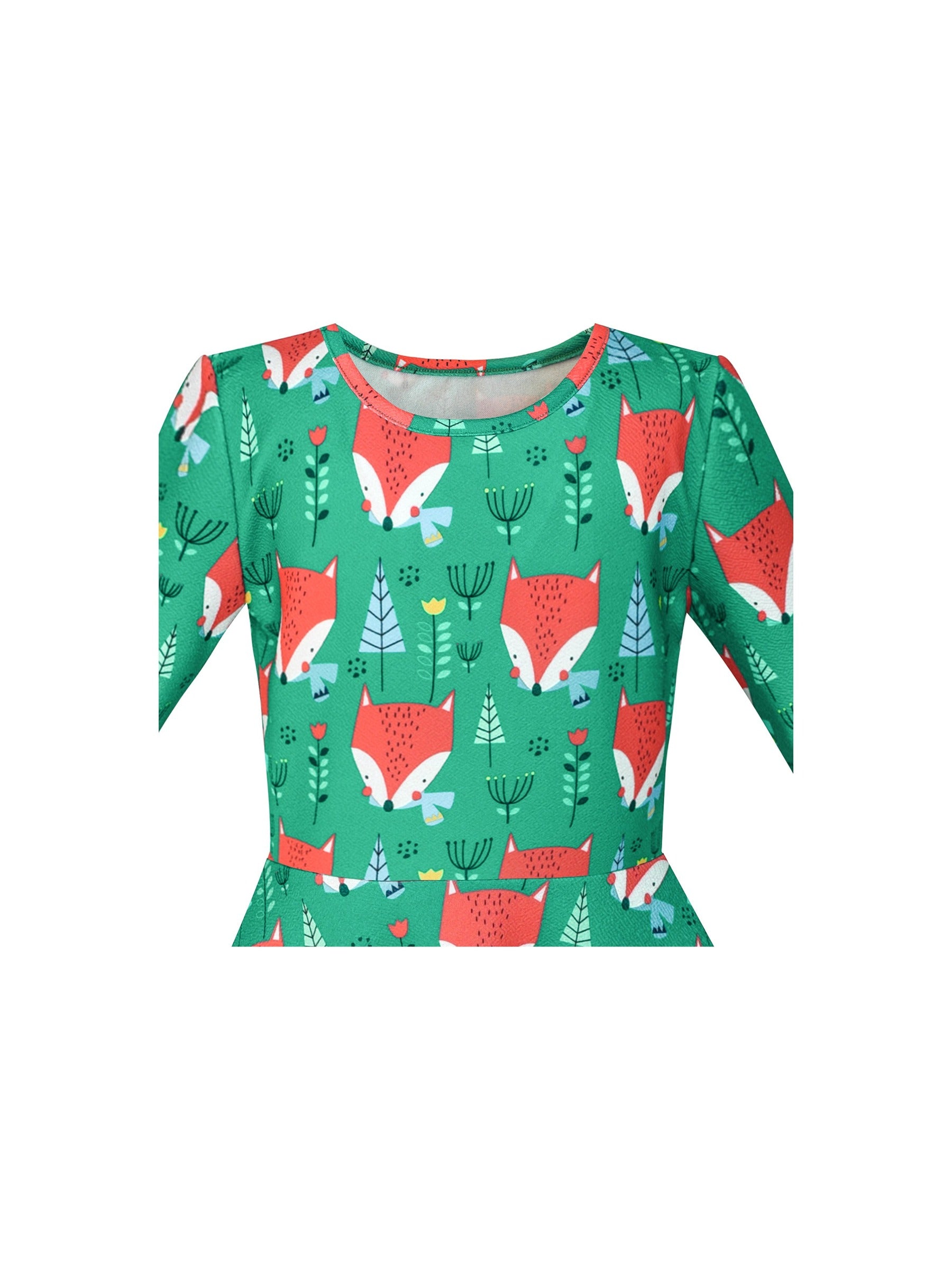 Girls Dress Christmas Santa Xmas Tree Jingle Bell Green