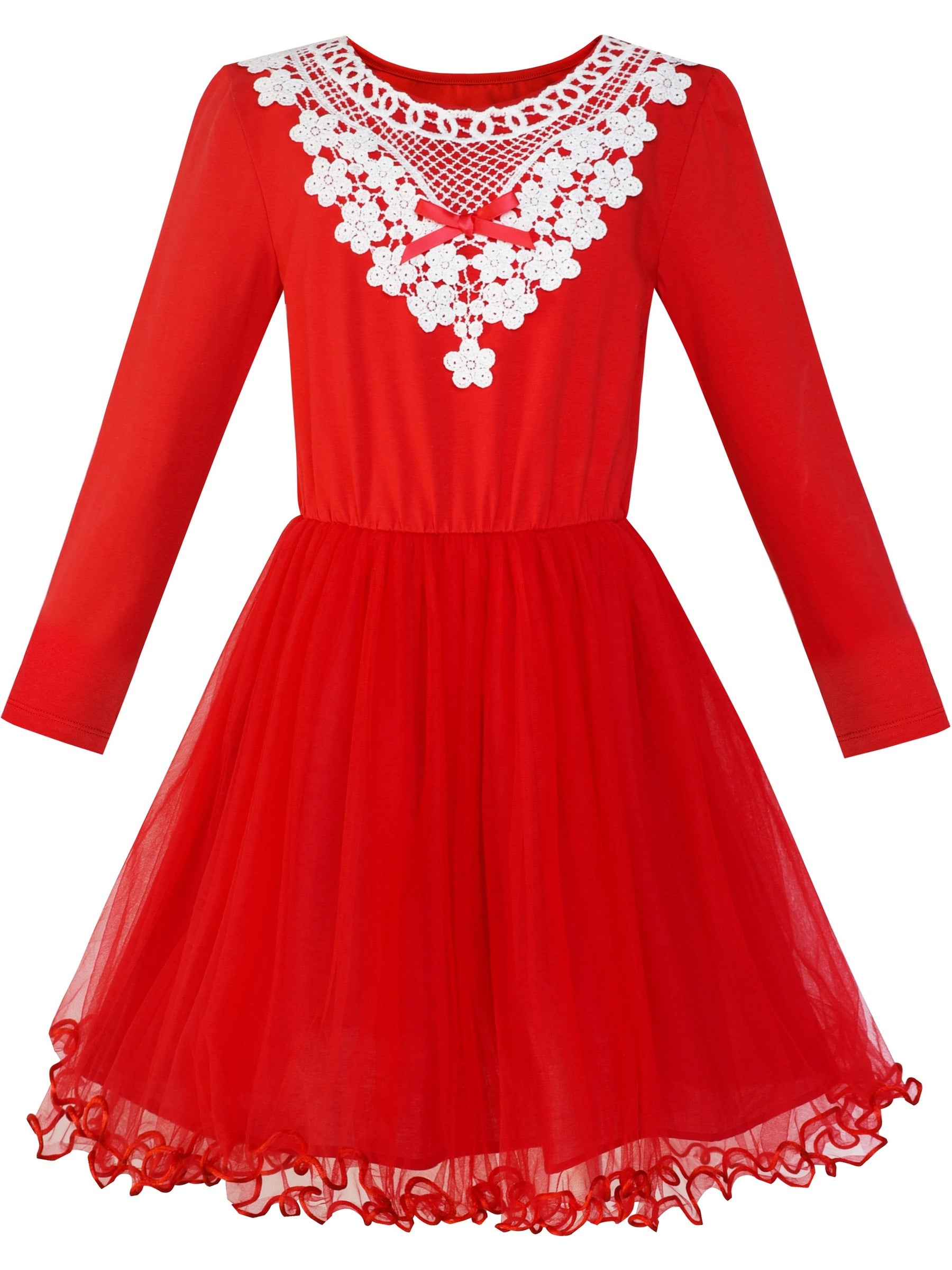 Girls Dress Sleeveless Sling Flower Party Red