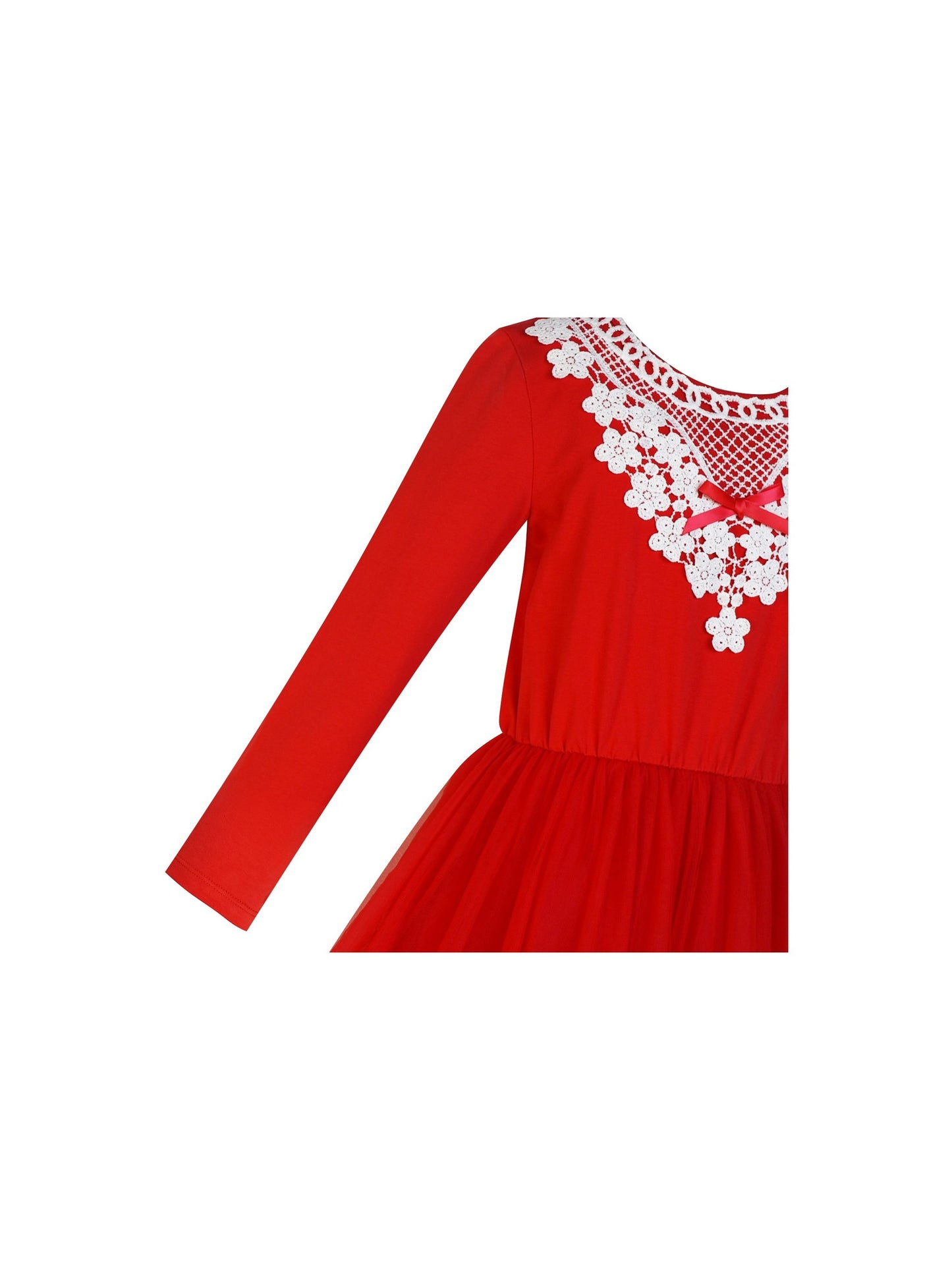 Girls Dress Sleeveless Sling Flower Party Red