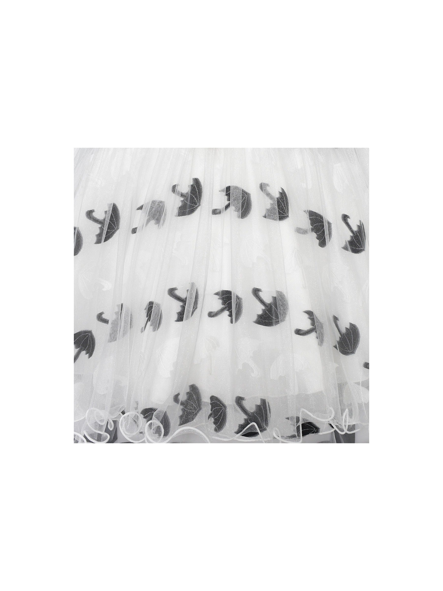 Girls Dress Sleeveless Lace Tulle Wave Pattern Black White Black