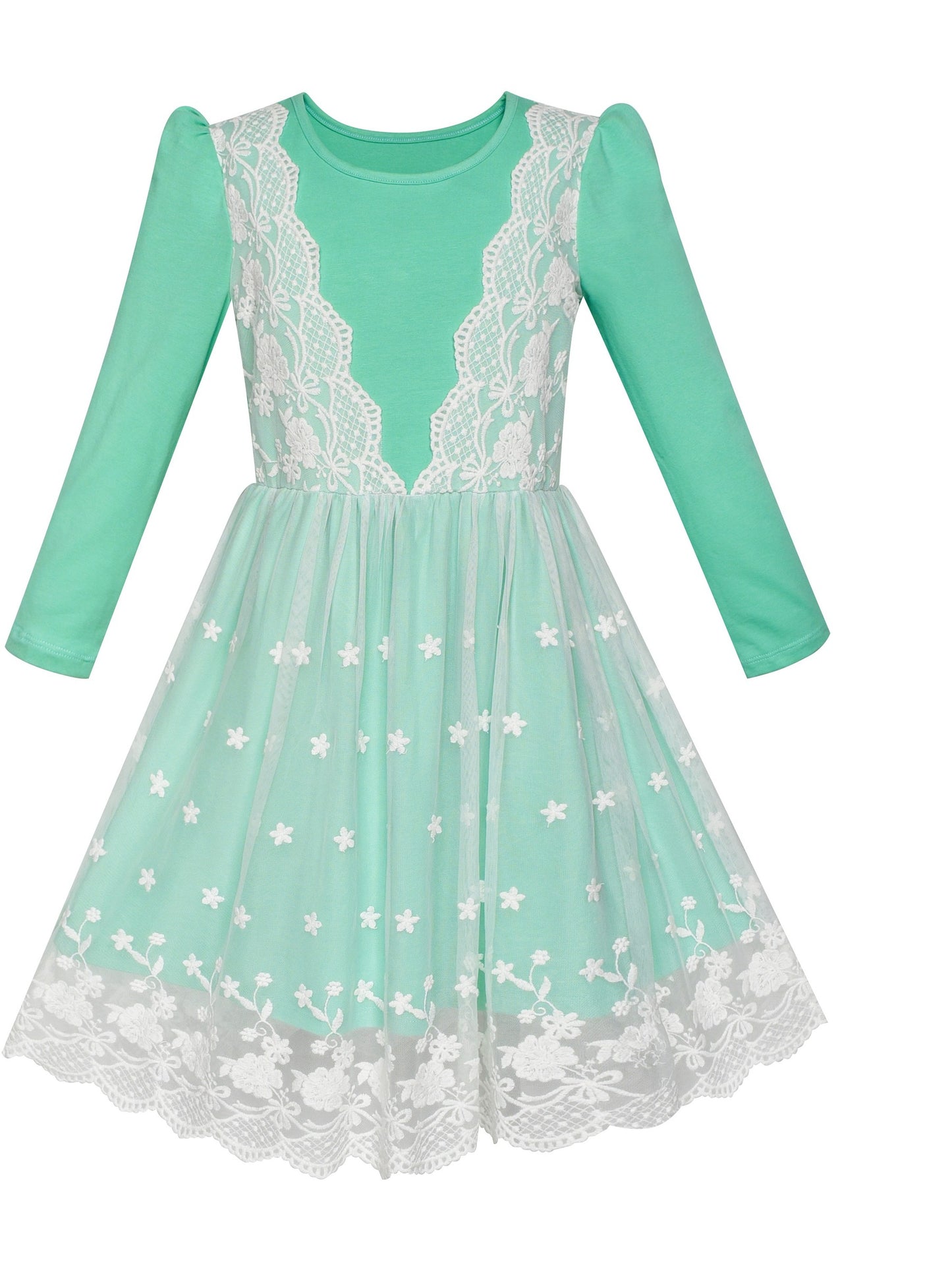 Girls Dress Sleeveless Sling Flower Party Green