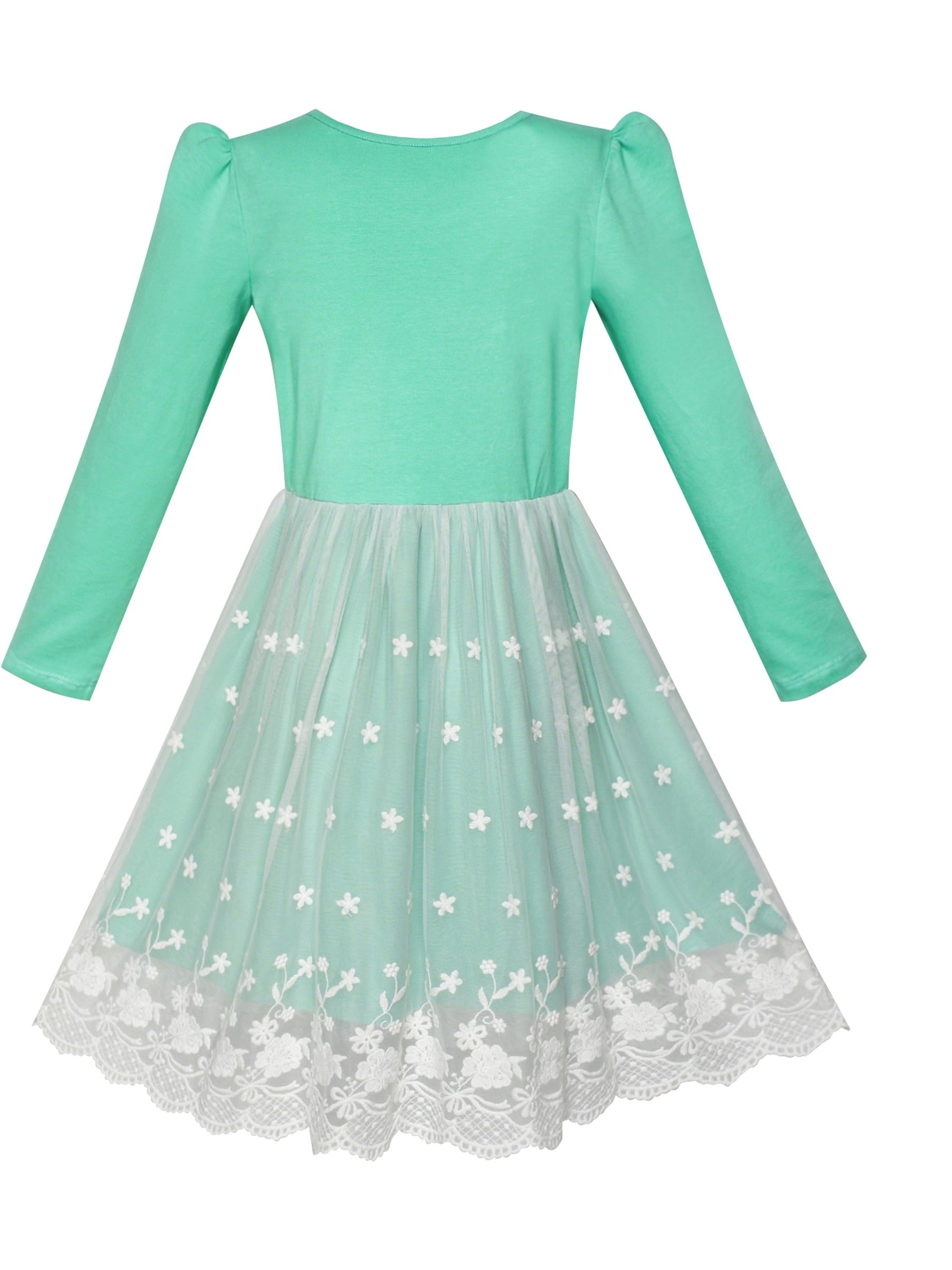 Girls Dress Sleeveless Sling Flower Party Green