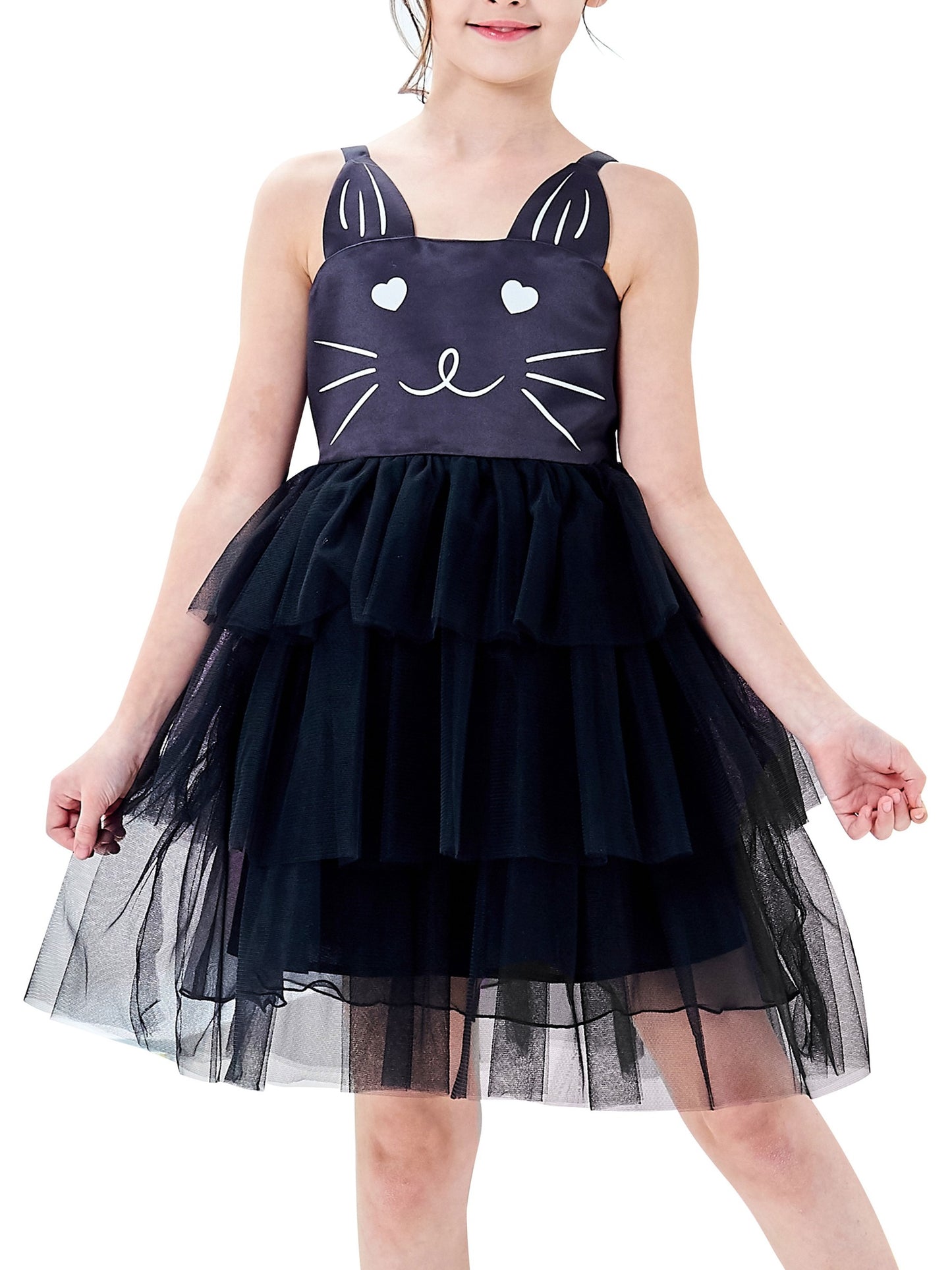 Girls Dress Pink Bow Tie Wedding Lace Tulle Overlay Layered Black