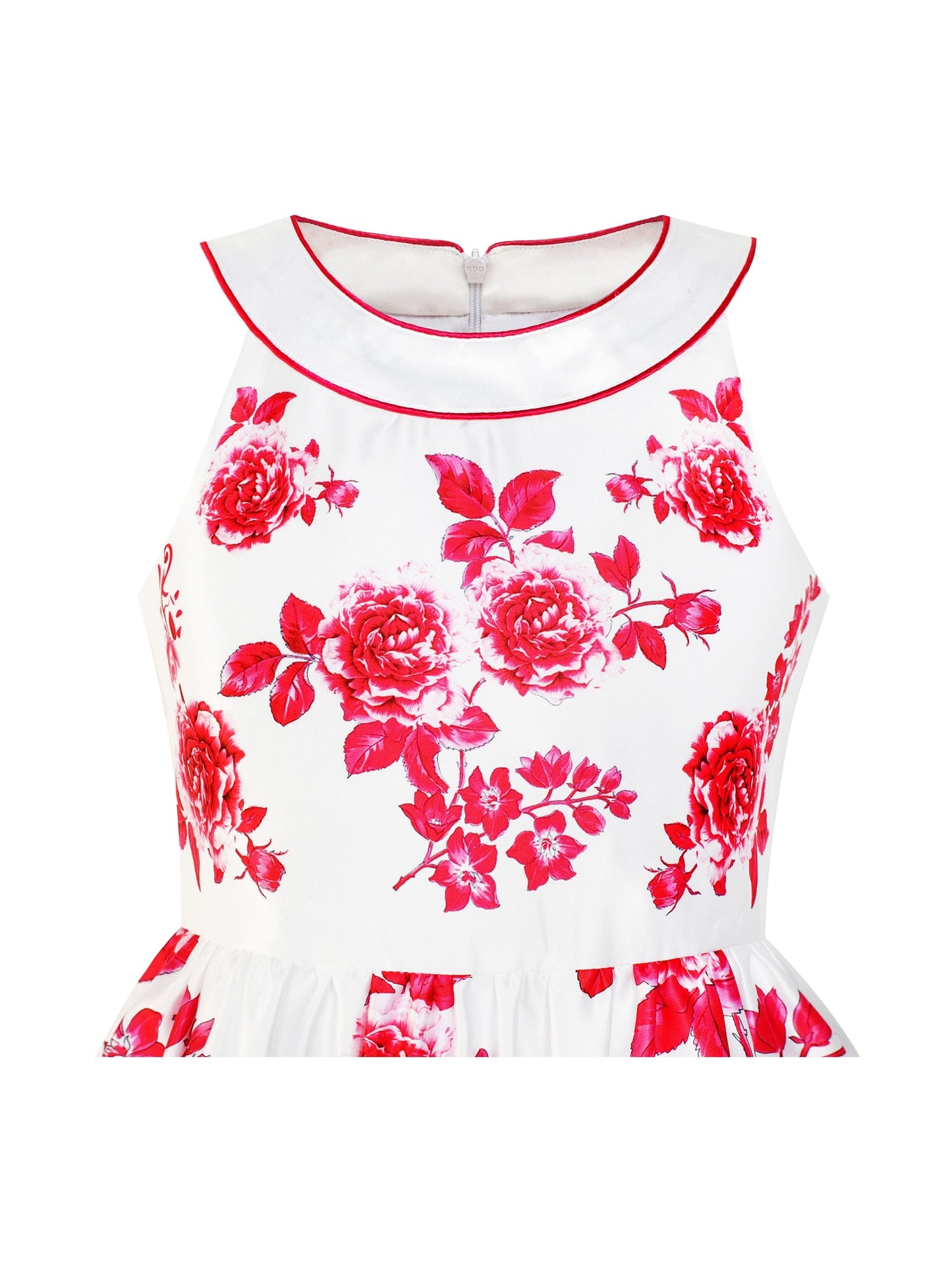 Girls Dress Yellow Rose Print Pleated Hem Wedding Pageant Party Wedding Red