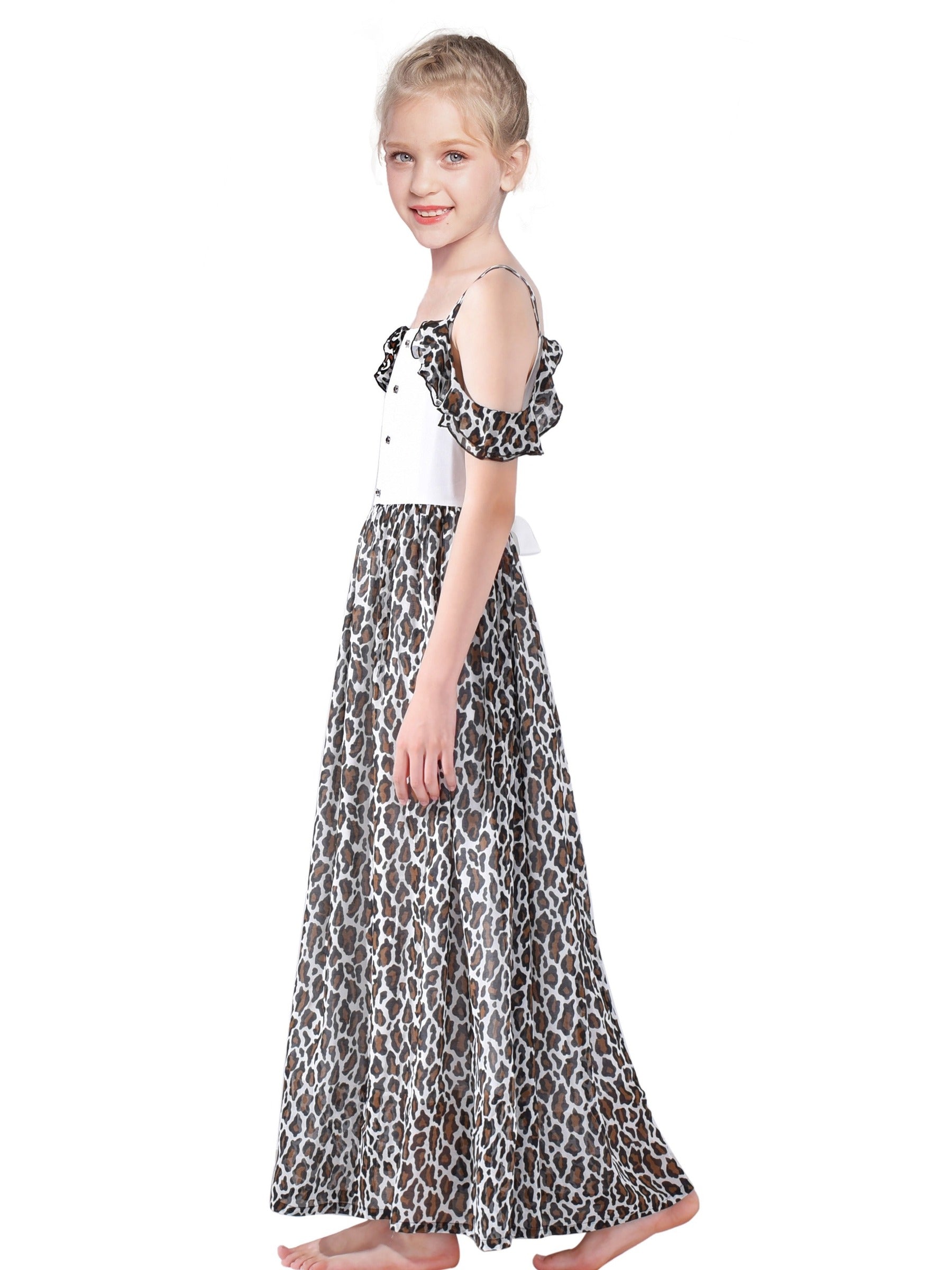 Girls Green Sleeveless Cold Shoulder Lace Casual Summer Dress Ankle Length Multi-Color