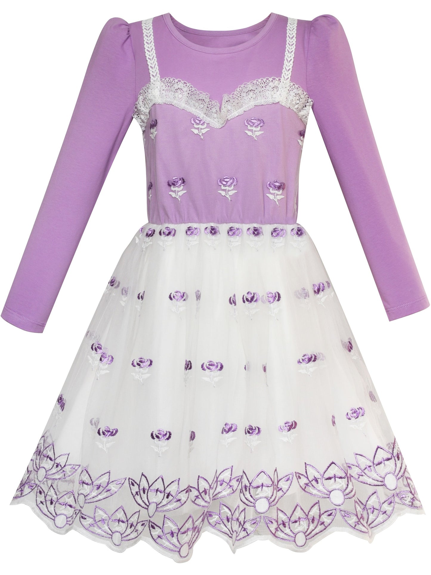 Girls Dress Sleeveless Sling Flower Party Purple