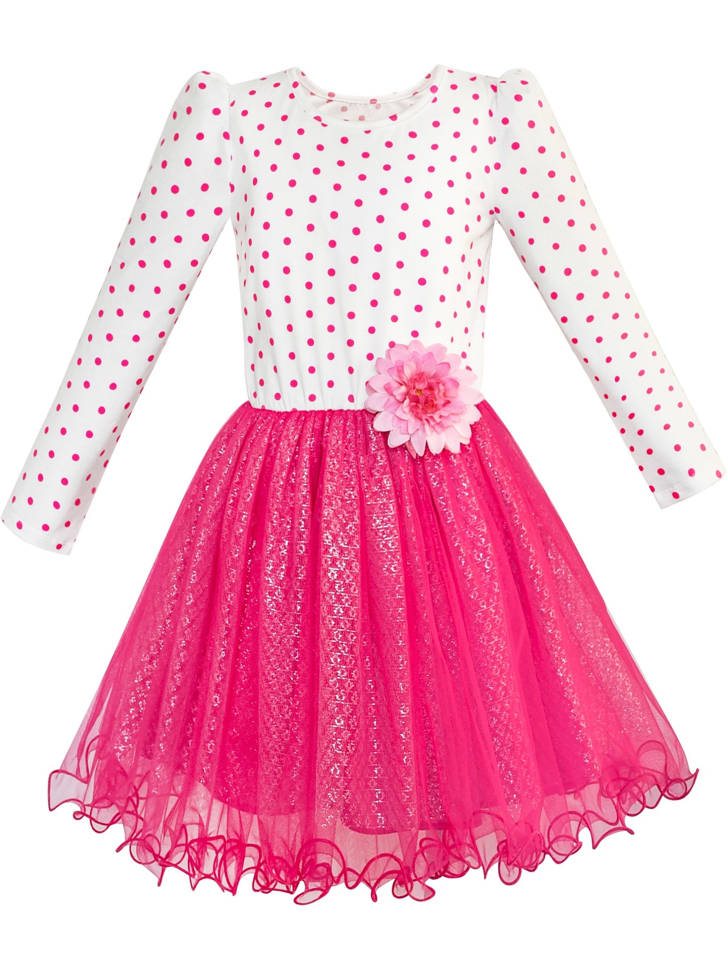Girls Dress Sleeveless Sling Flower Party Pink
