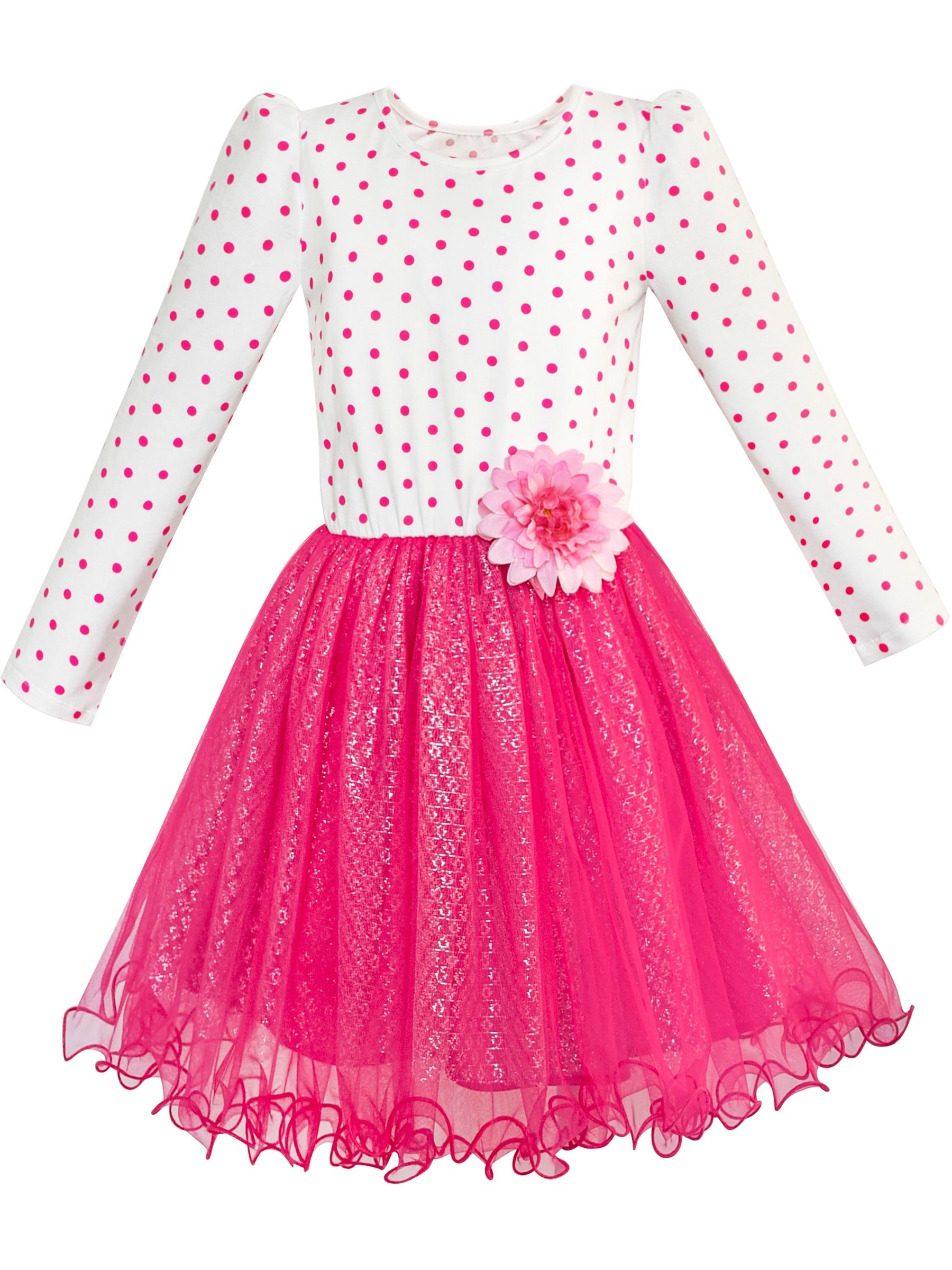 Girls Dress Sleeveless Sling Flower Party Pink