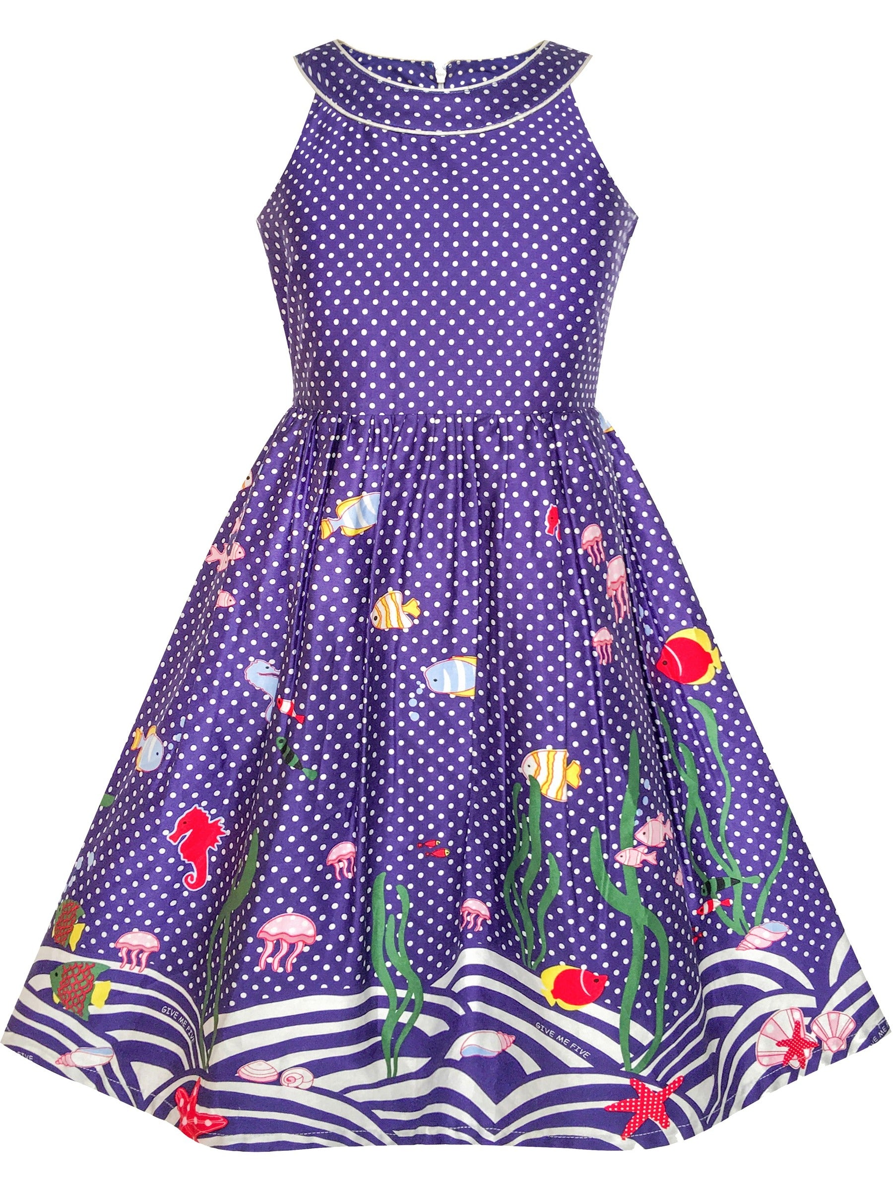 Girls Dress Yellow Rose Print Pleated Hem Wedding Pageant Party Wedding Blue