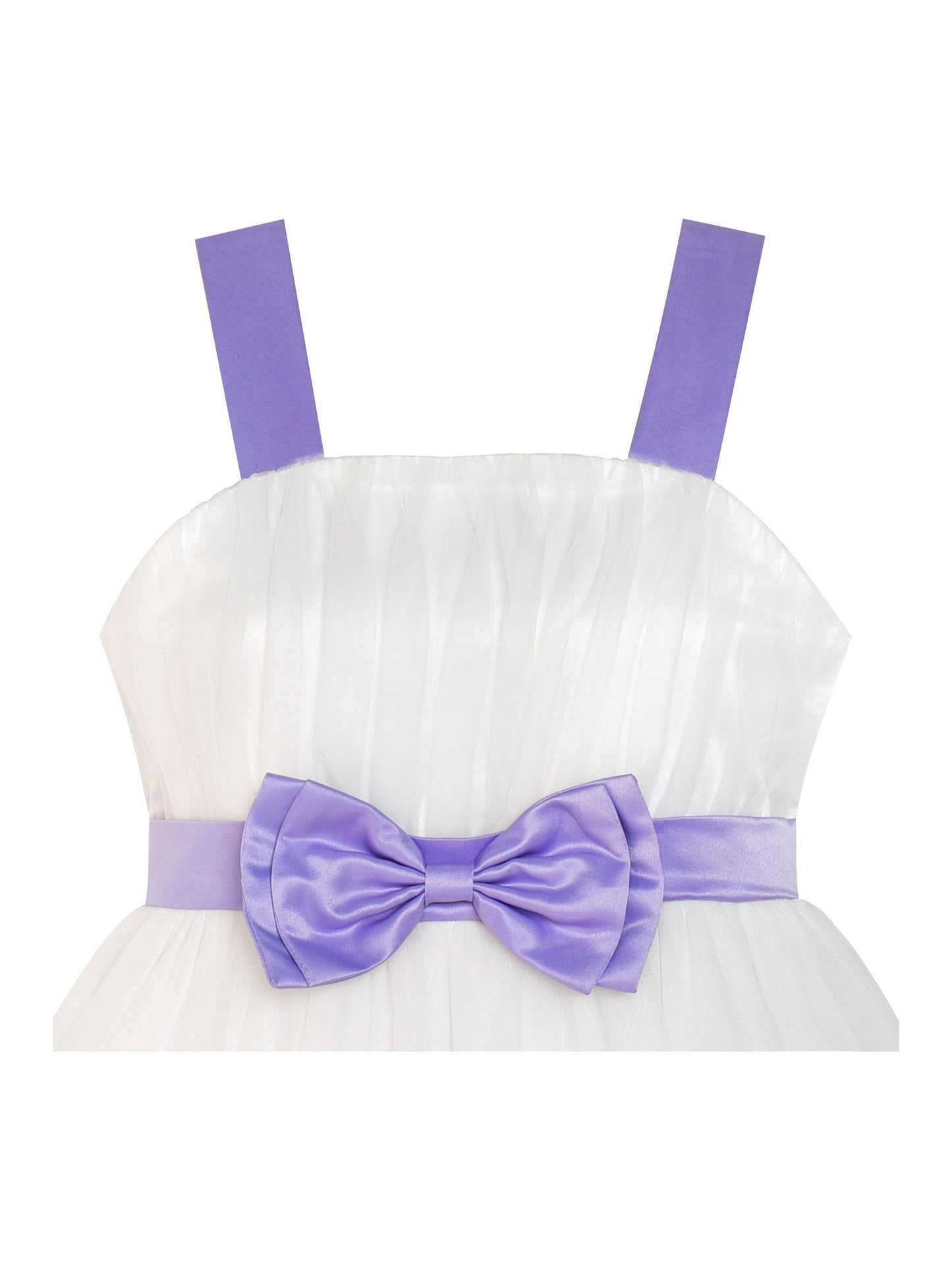 Girls Dress White Pleated Tank Bridesmaid Wedding Flower Girl Kids Purple